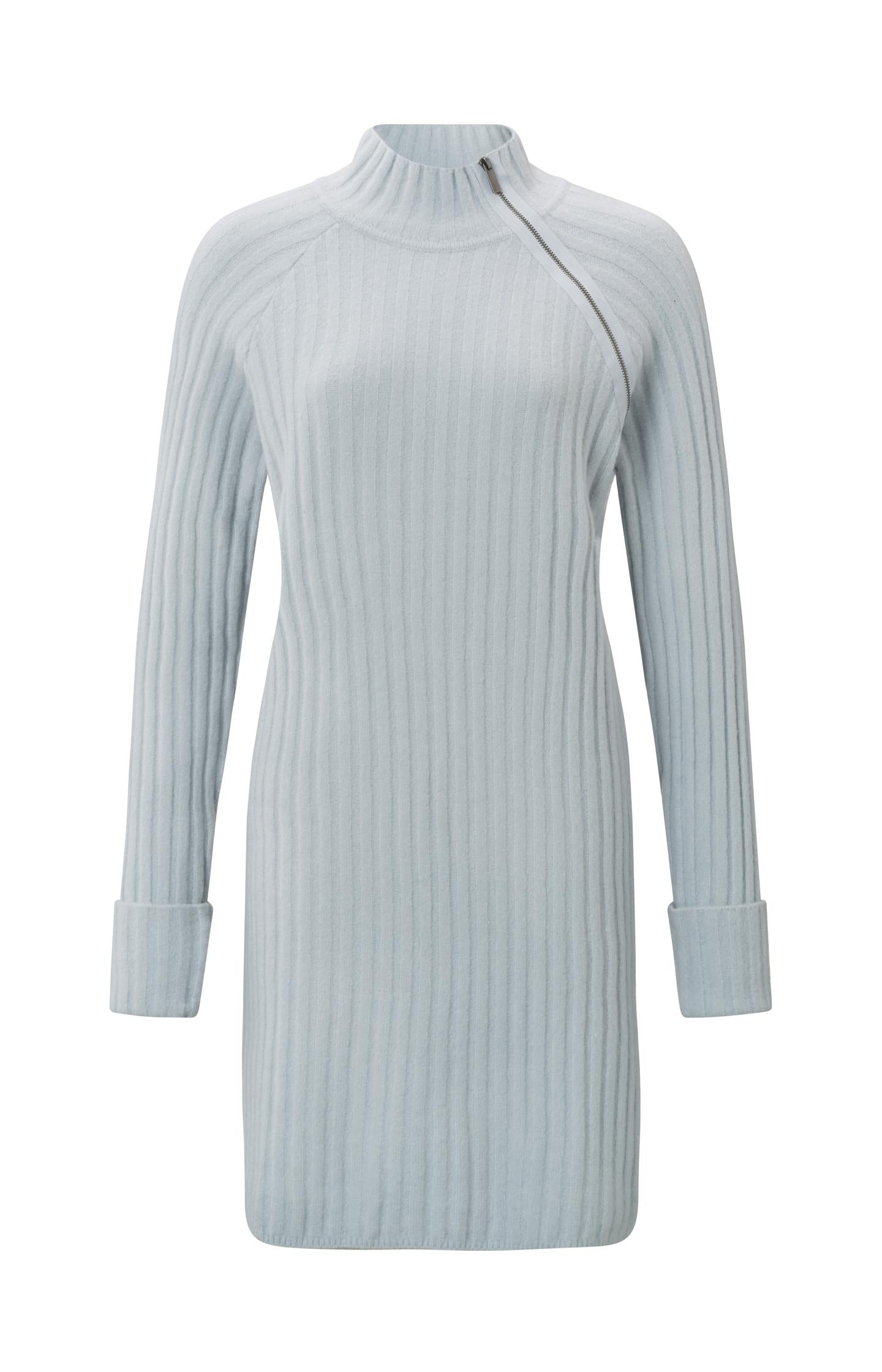 Tunic sweater with high neck, long sleeves and zipper - Type: product