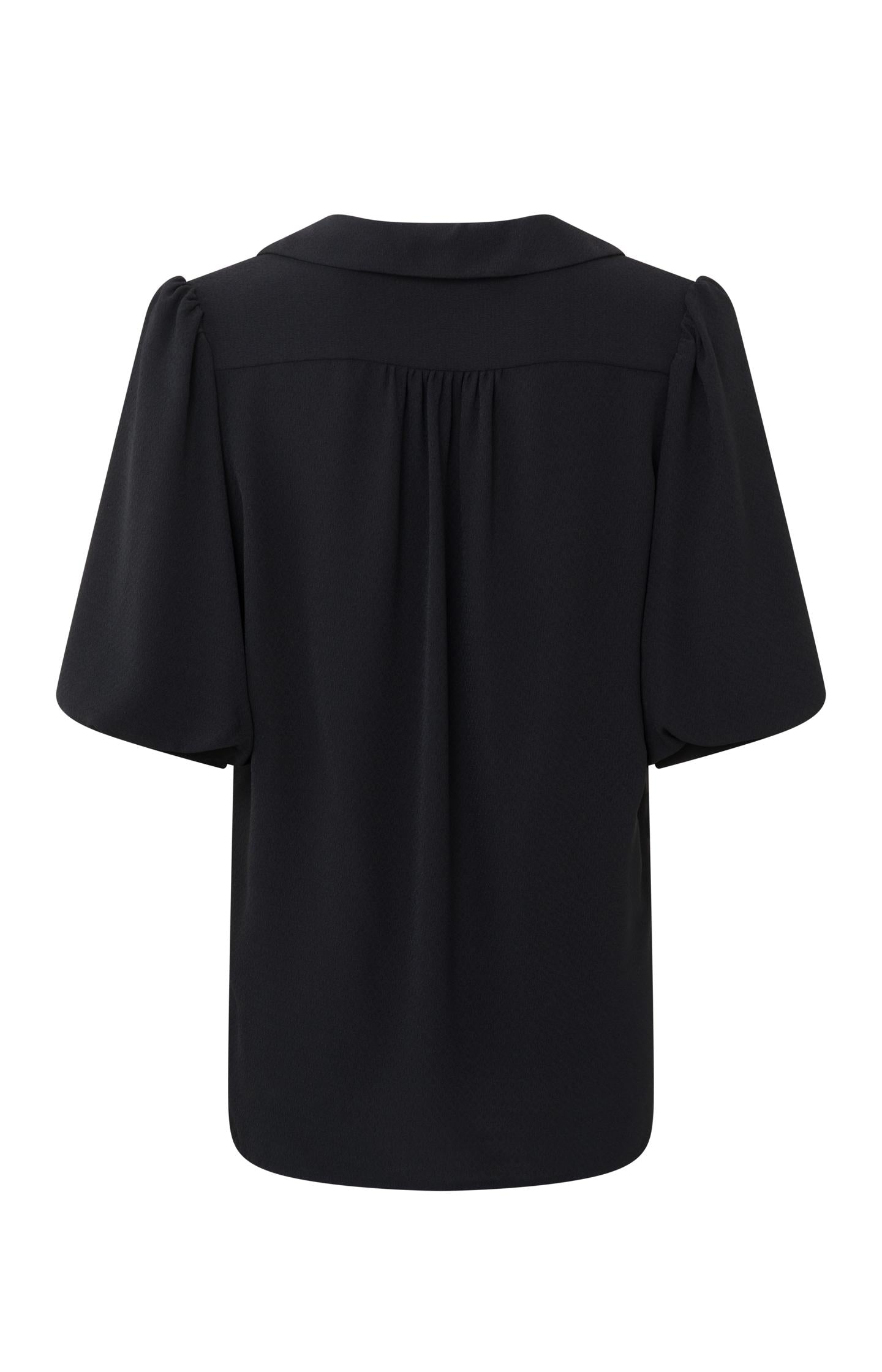 Tunic top with V-neck and short puff sleeves in wide fit