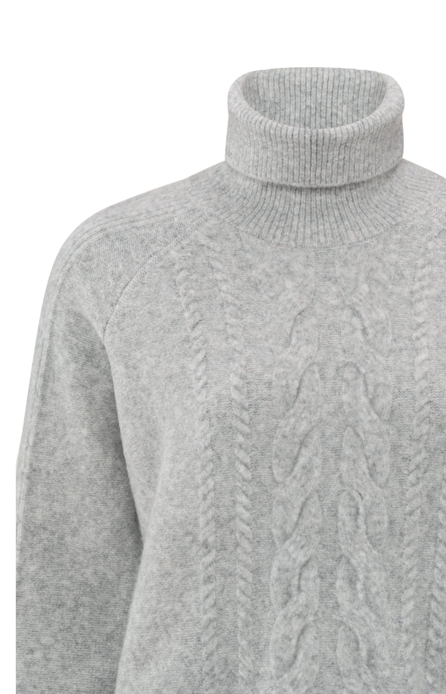 Turtleneck sweater with cable pattern and long sleeves