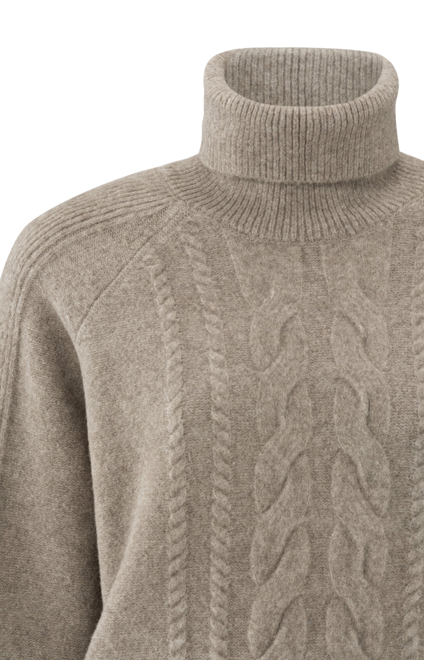 Turtleneck sweater with cable pattern and long sleeves