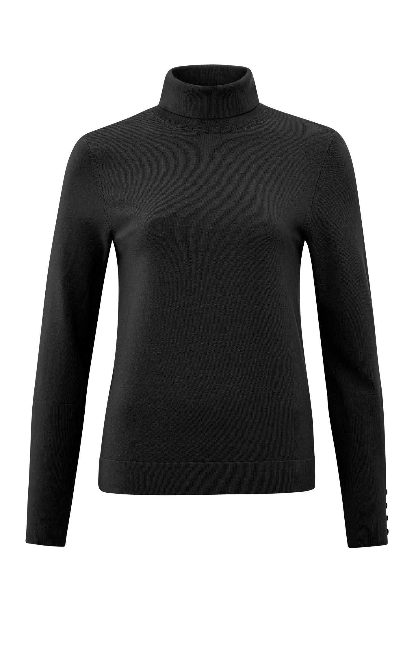 Turtleneck sweater with long sleeves and button details - Type: product