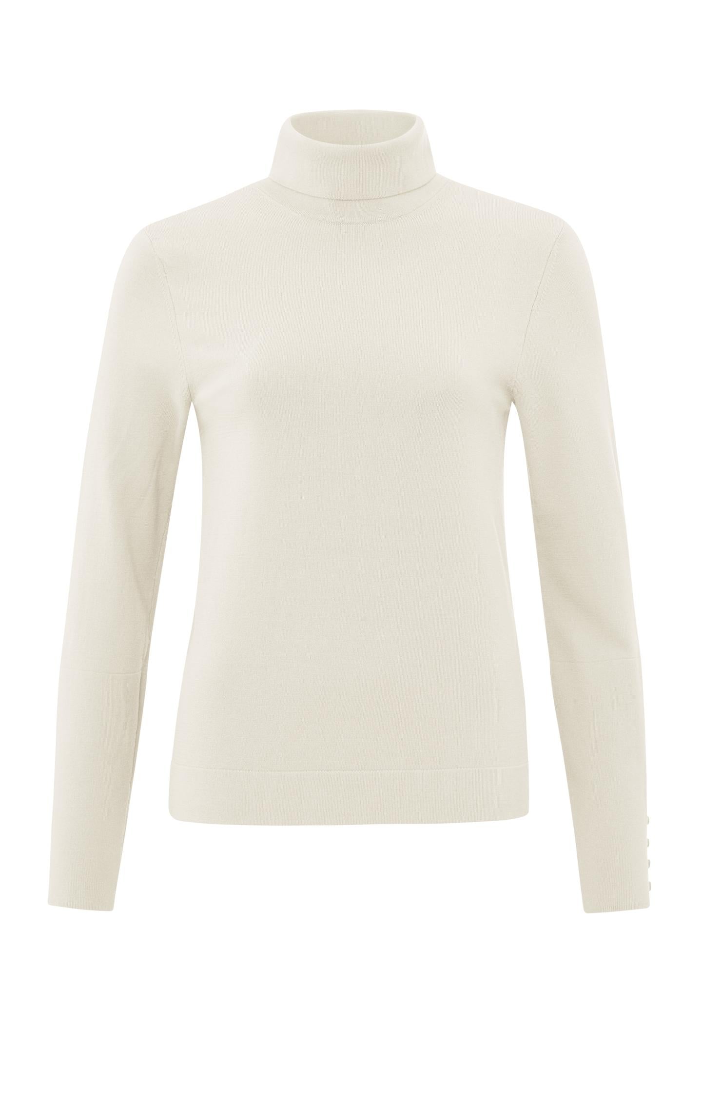 Turtleneck sweater with long sleeves and button details - Type: product