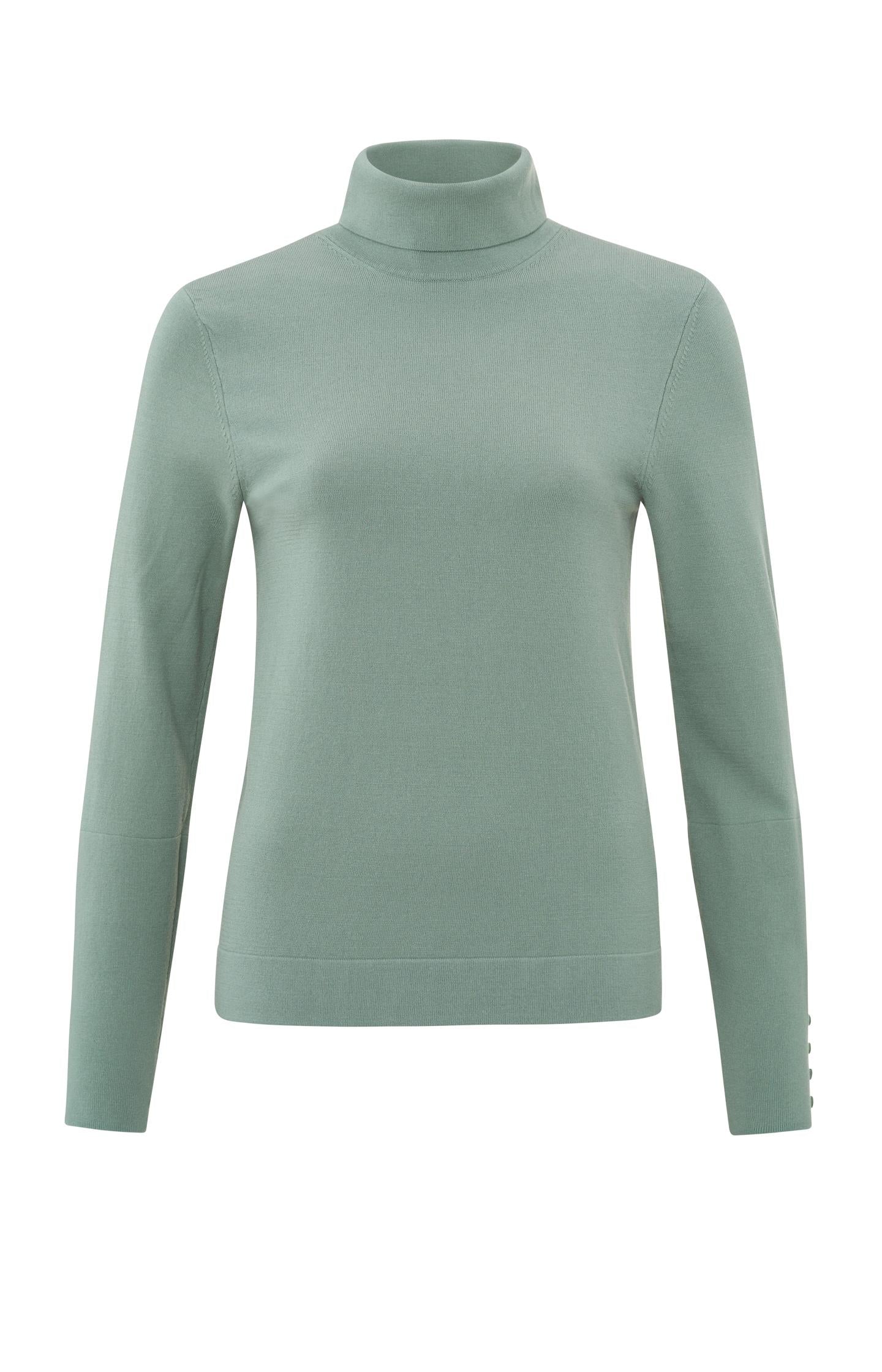 Turtleneck sweater with long sleeves and button details - Type: product