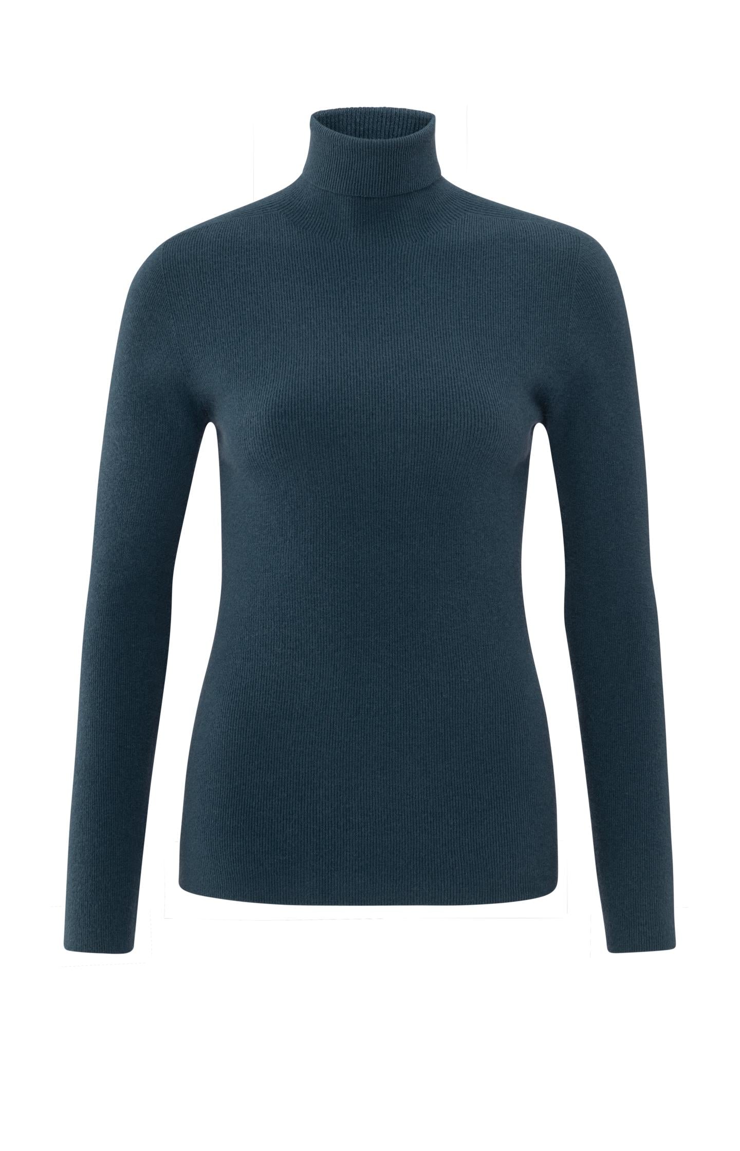 Turtleneck sweater with slim fit in ribbed structure - Type: product