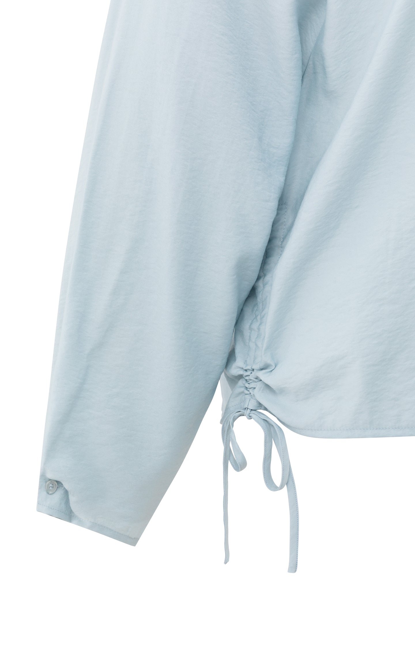 Turtleneck top with side drawstrings and long sleeves