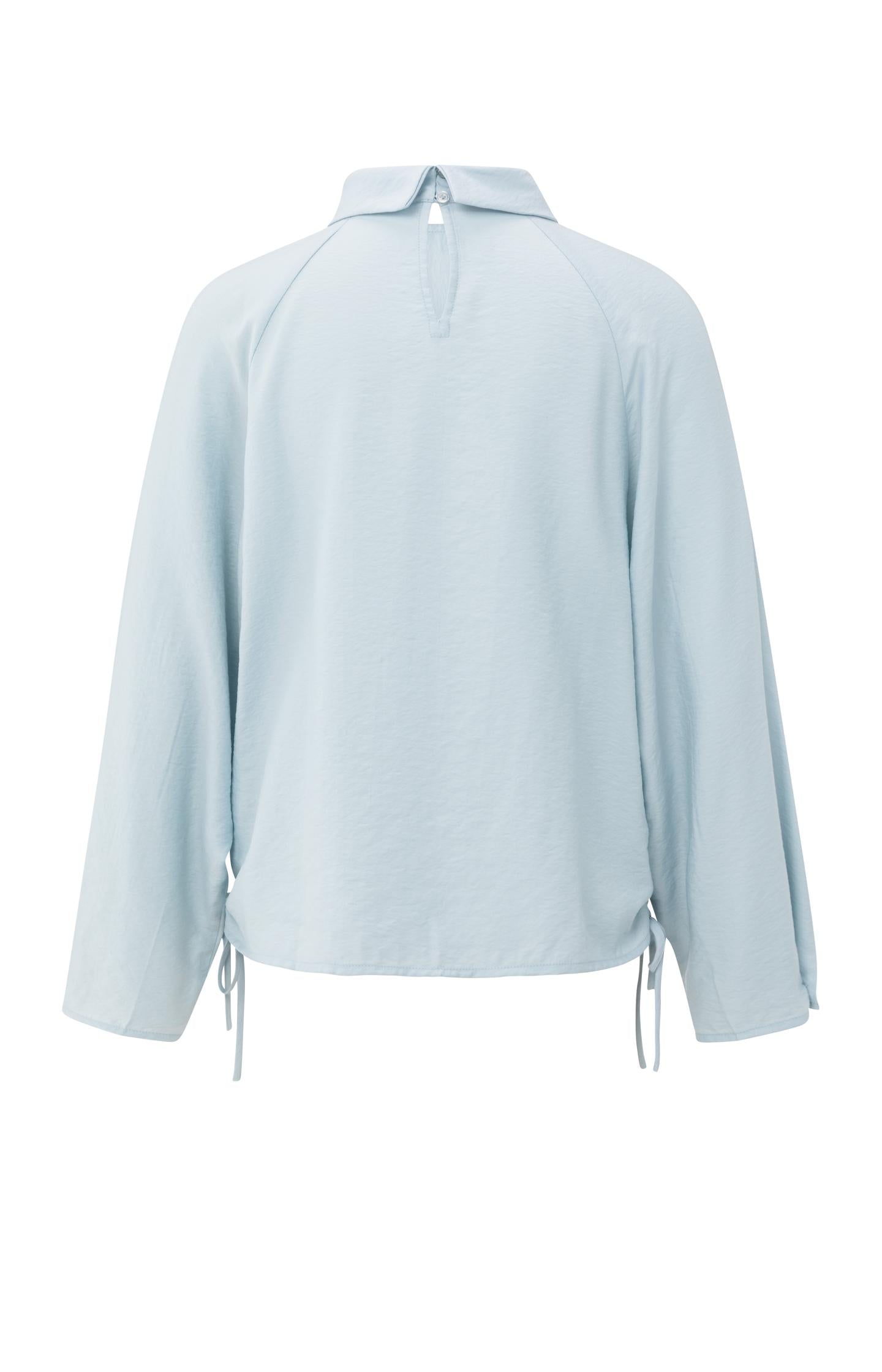 Turtleneck top with side drawstrings and long sleeves