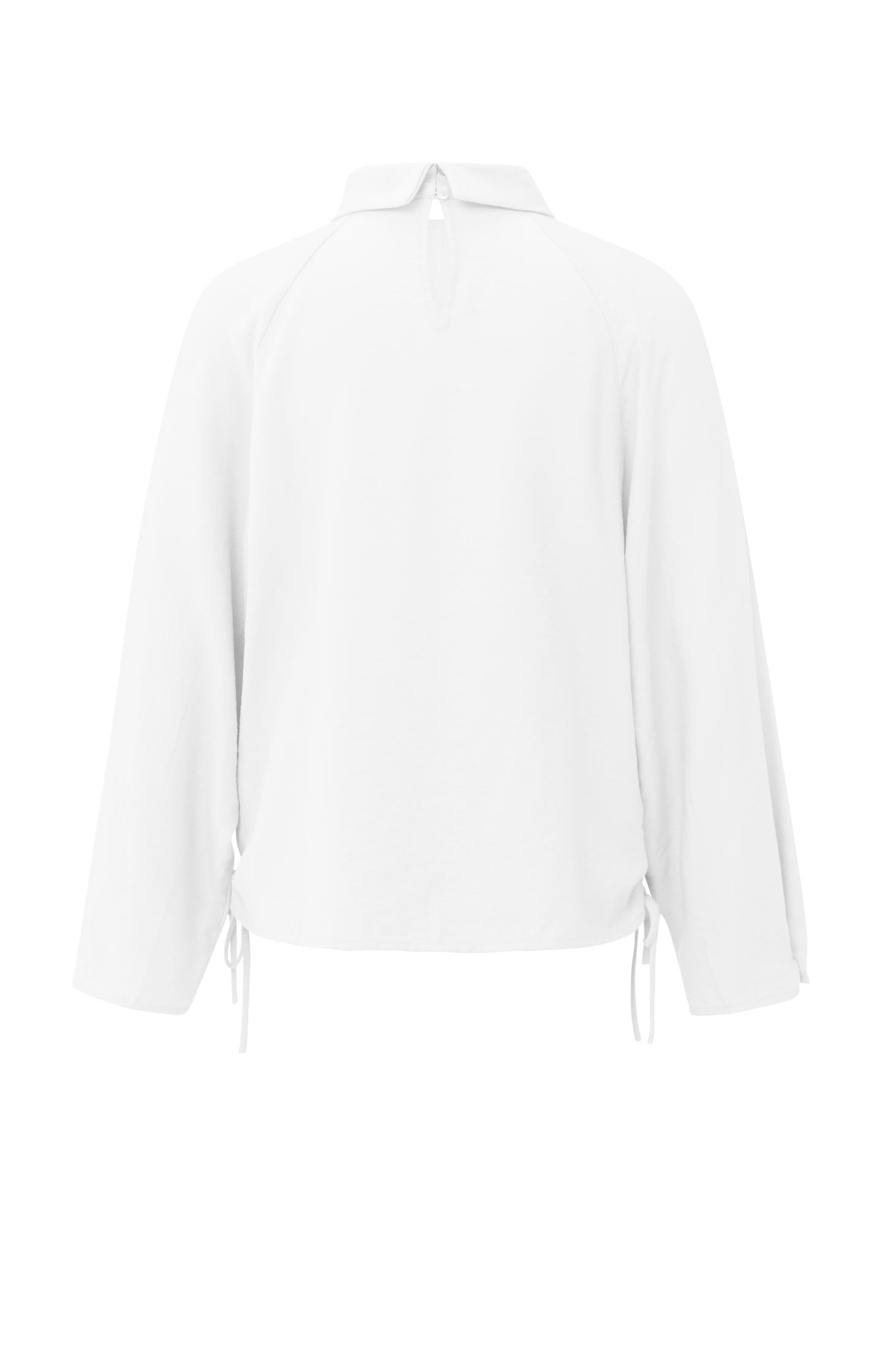 Turtleneck top with side drawstrings and long sleeves