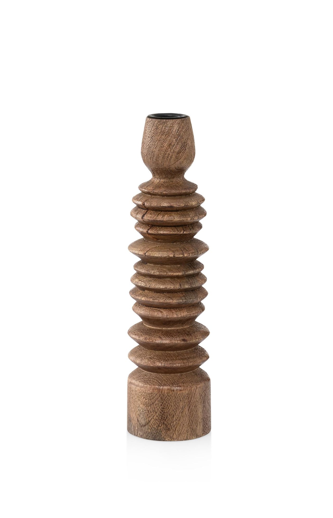 Twisted mango wood candle holder - Type: product