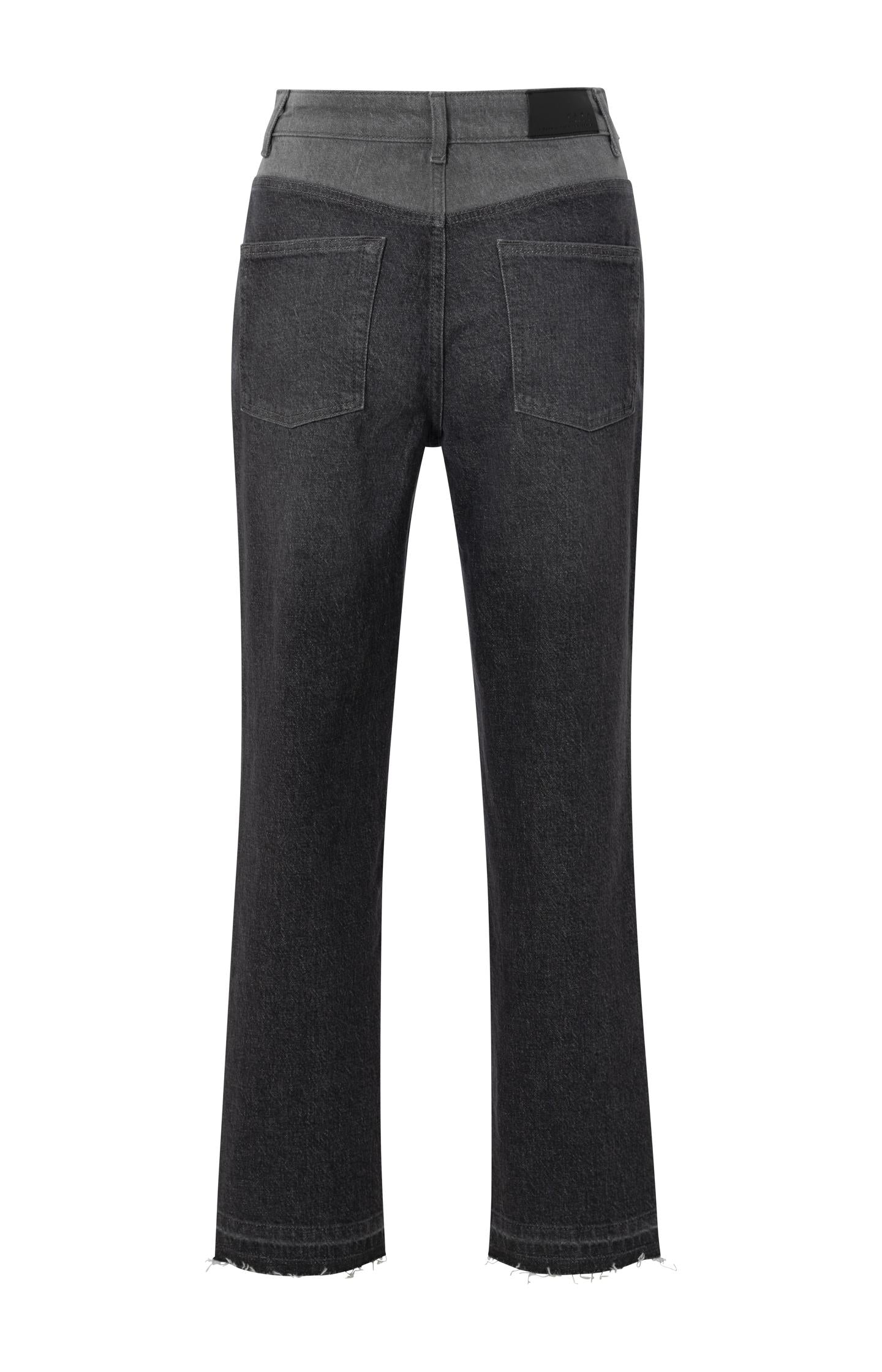 Two-tone jeans with high waist, straight legs and pockets