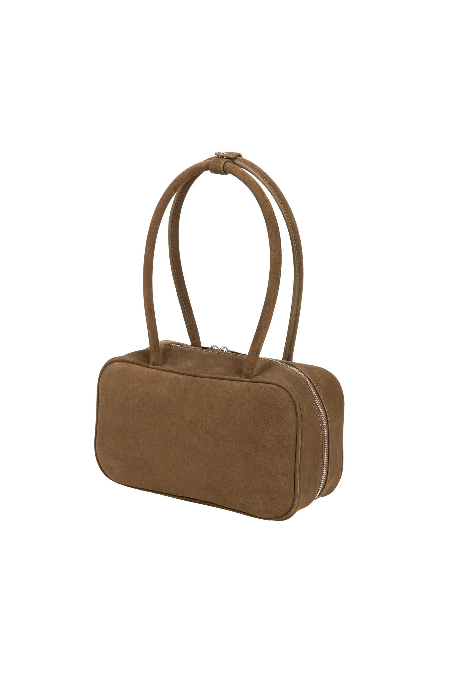 Two-tone suede bowling bag