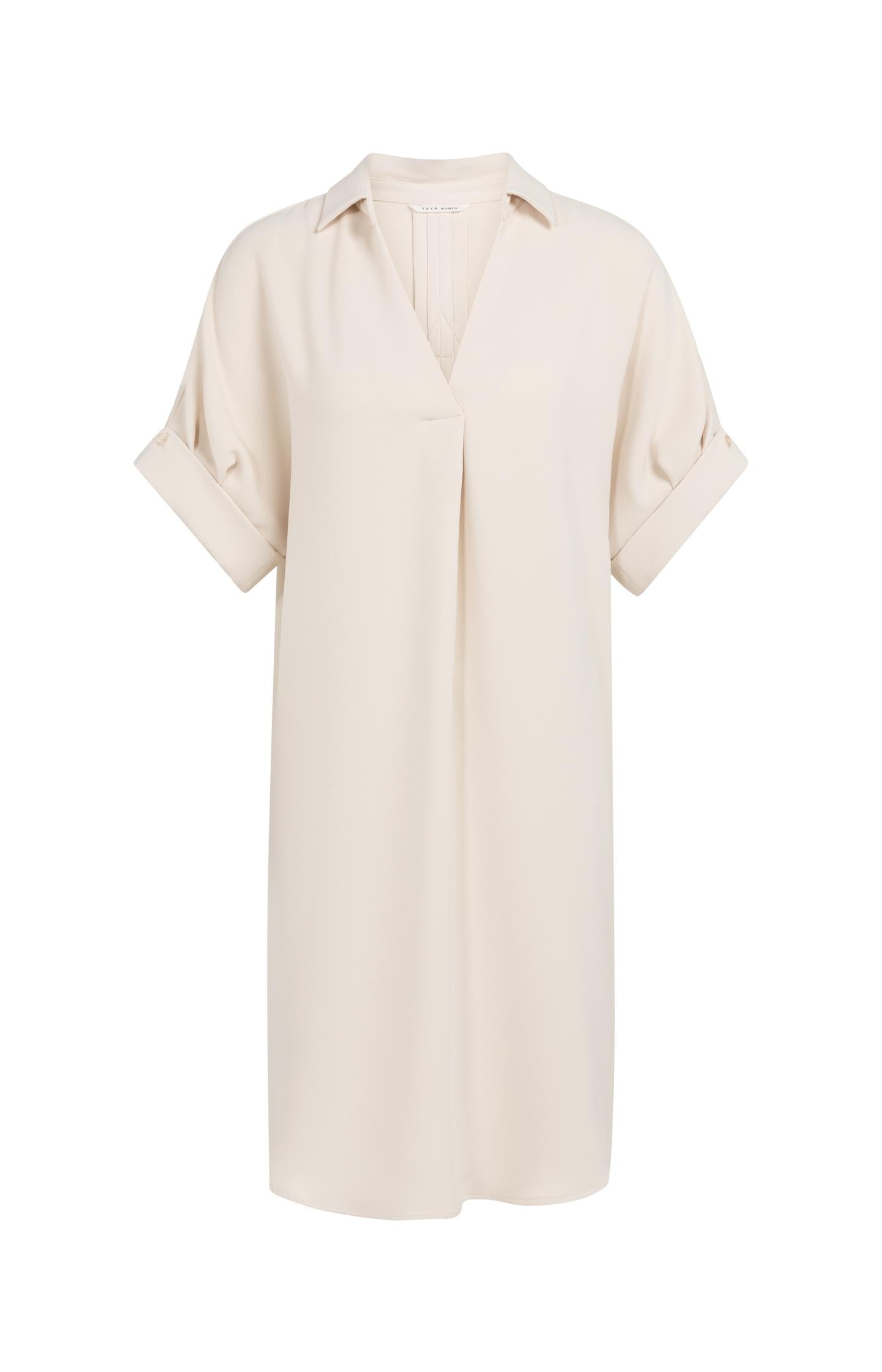 Robe col V, manches plissées et coupe ample
