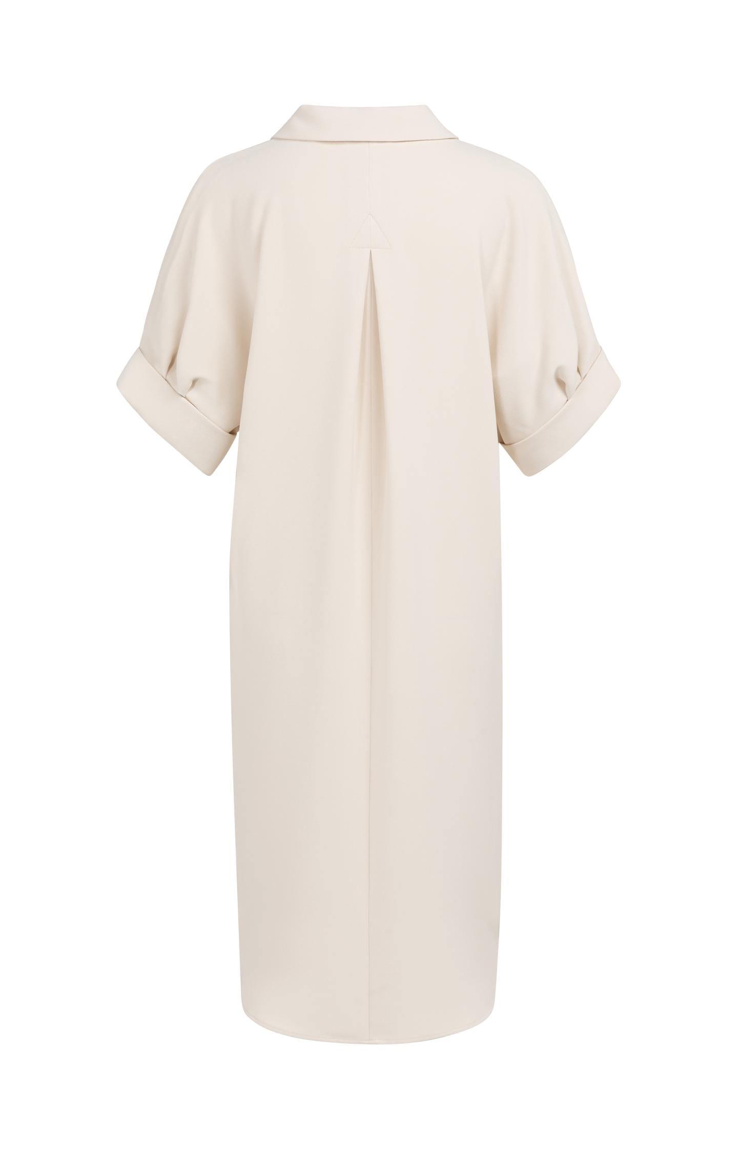 V-neck dress with pleated sleeves and loose fit - Type: lookbook
