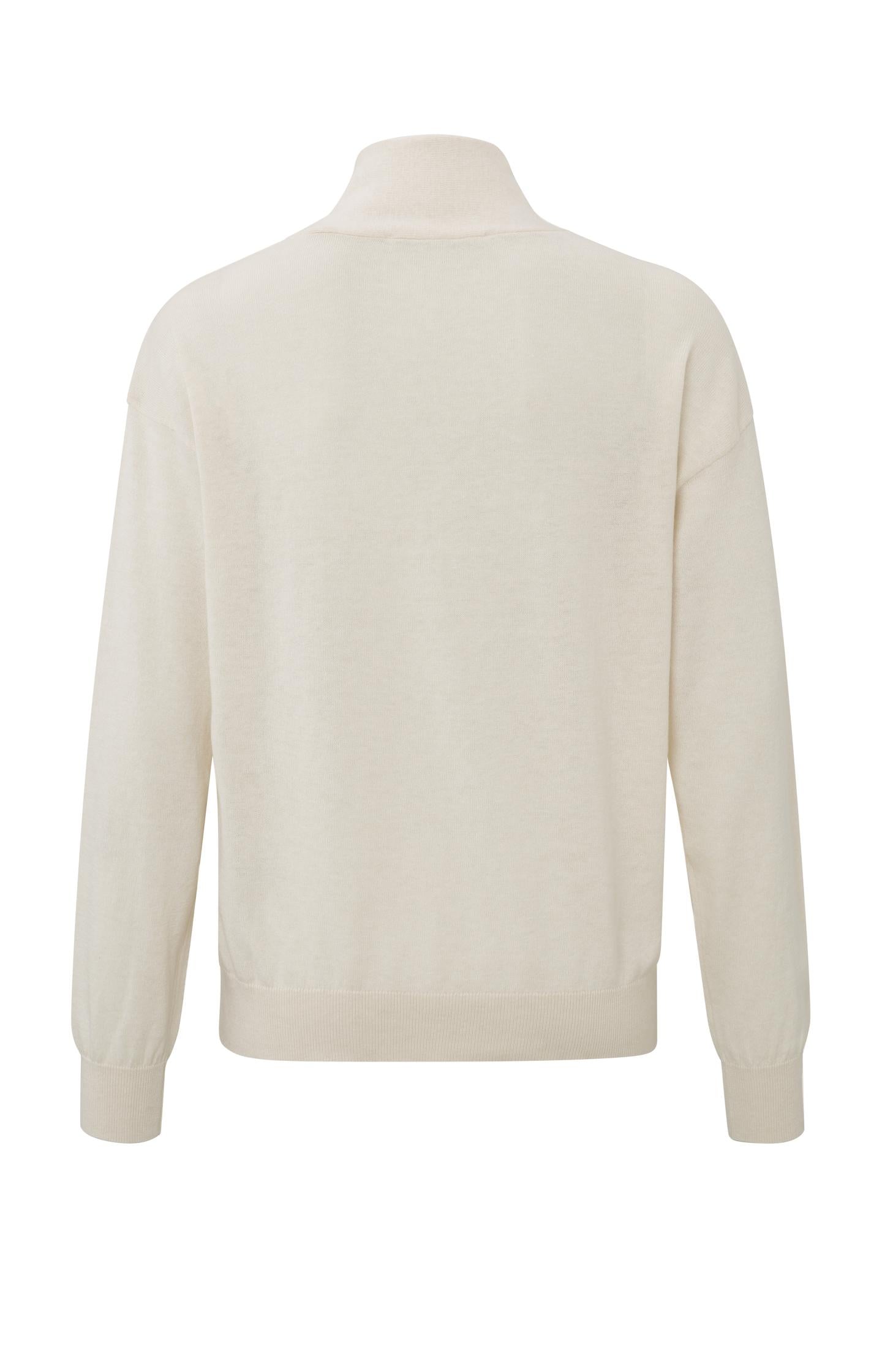 V-neck sweater with long sleeves and dropped shoulder seams