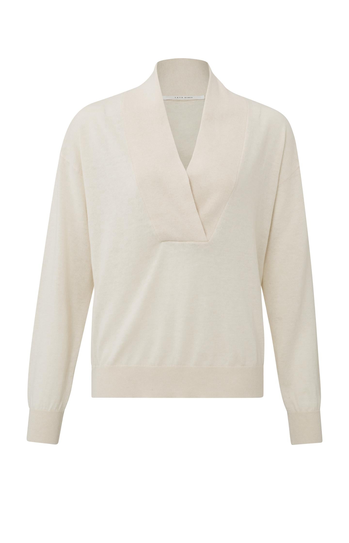 V-neck sweater with long sleeves and dropped shoulder seams - Type: product