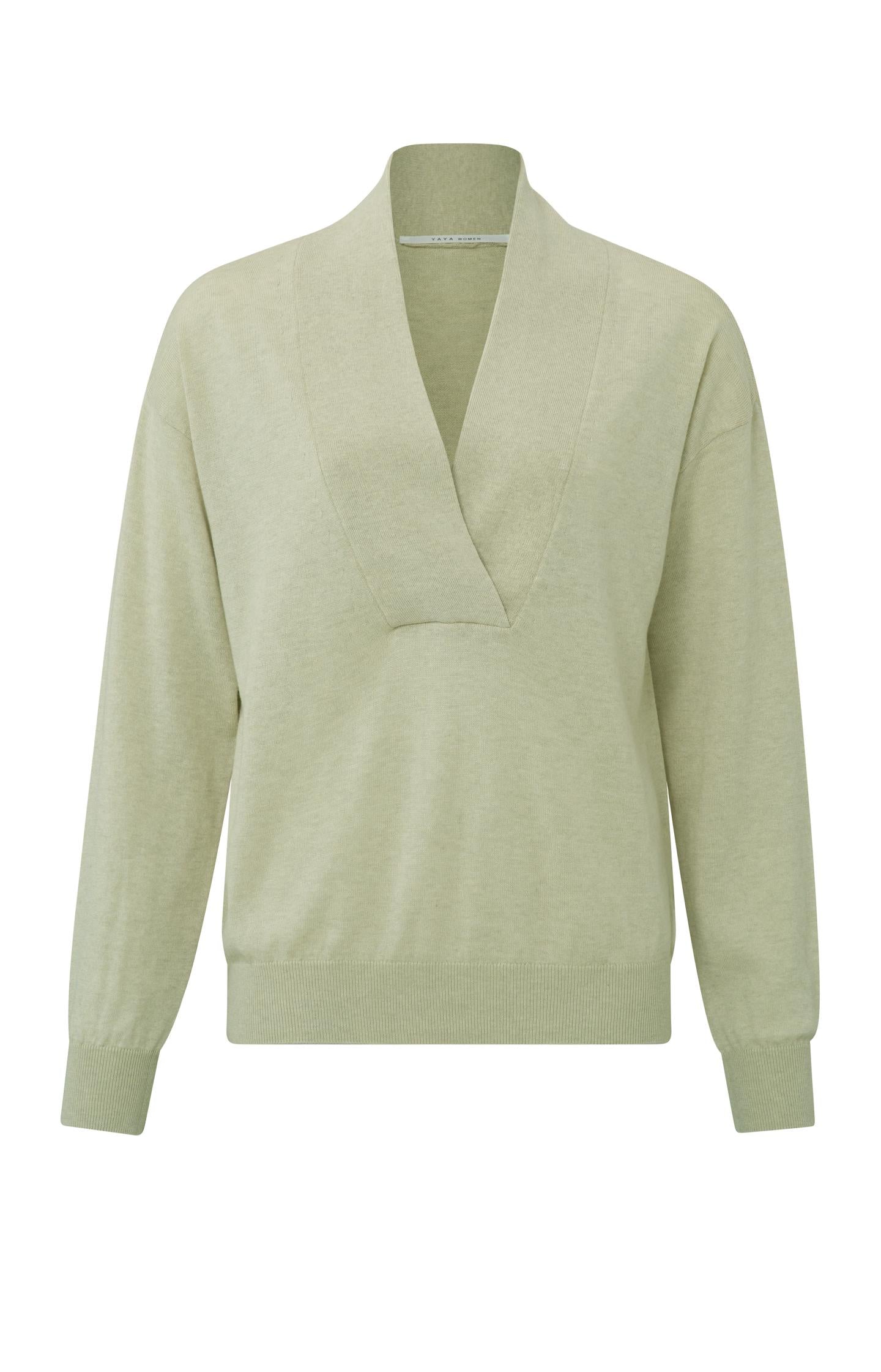 V-neck sweater with long sleeves and dropped shoulder seams - Type: product