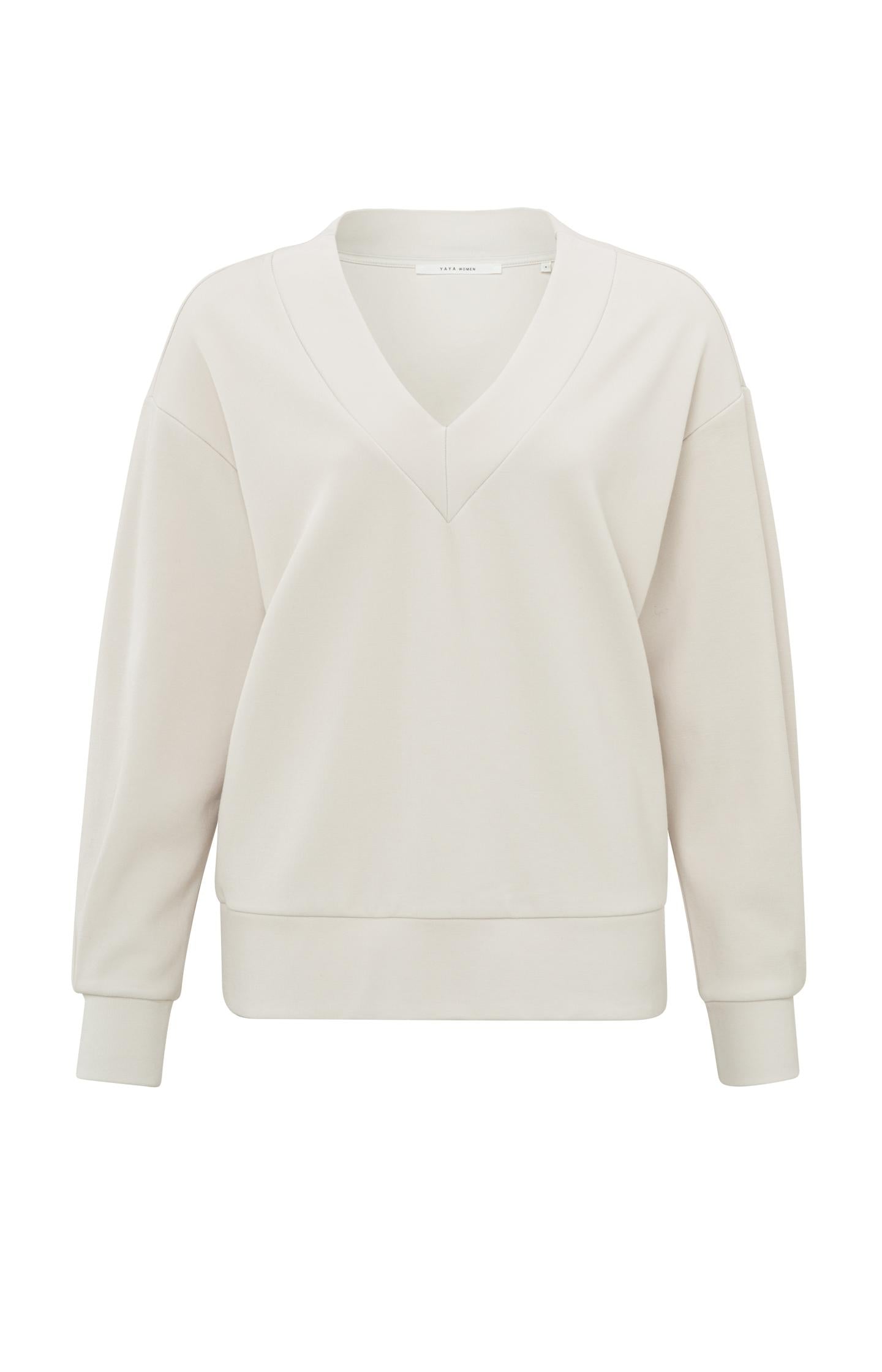 V-neck sweater with long sleeves and pleat details - Type: product