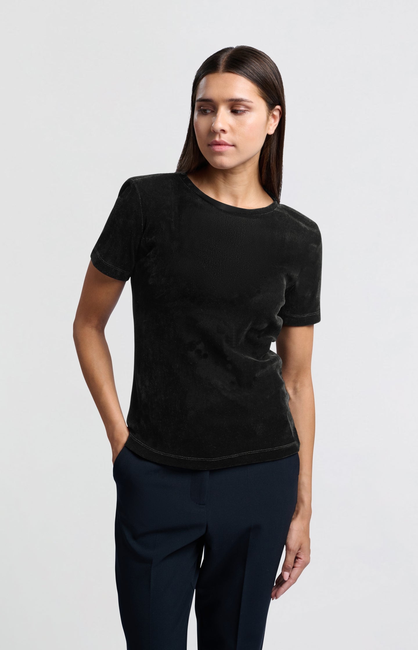 Velvet mesh T-shirt with short sleeves - Type: lookbook