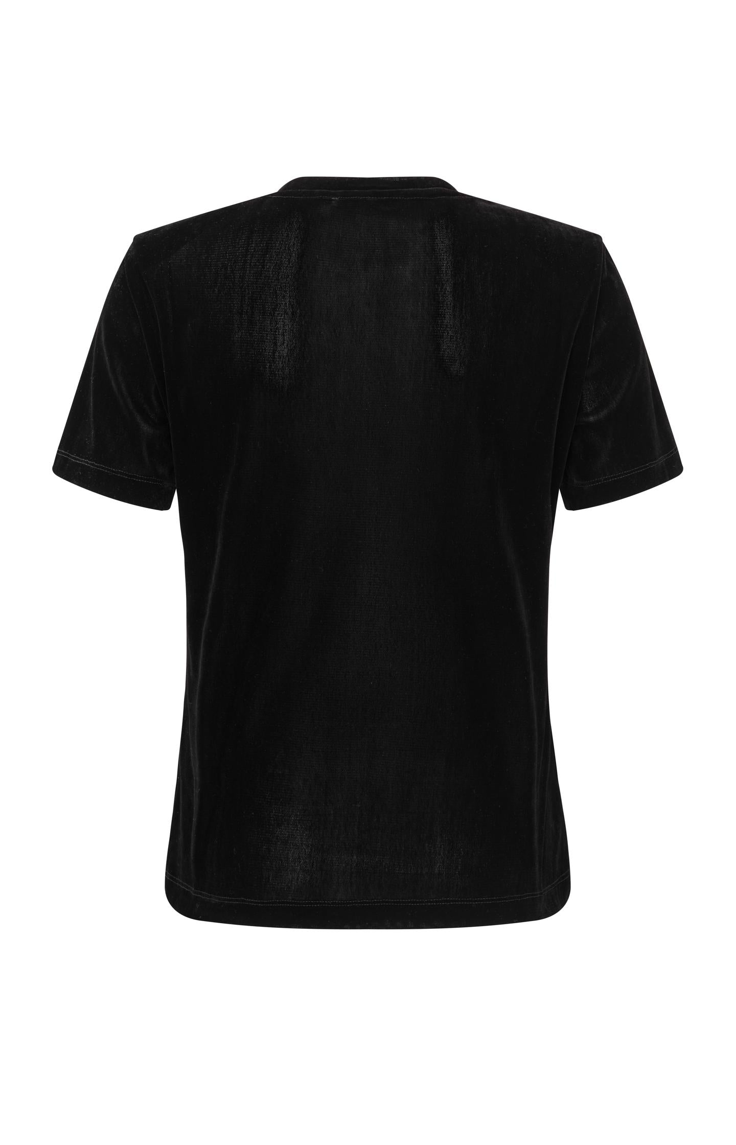 Velvet mesh T-shirt with short sleeves