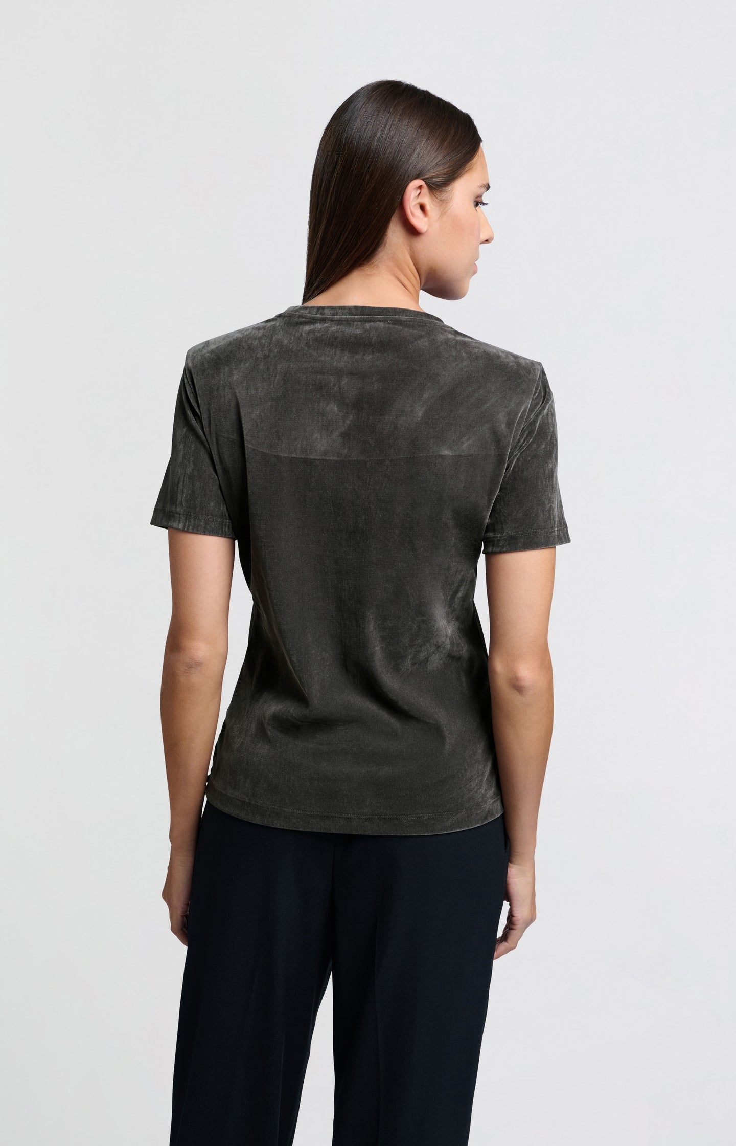 Velvet mesh T-shirt with short sleeves