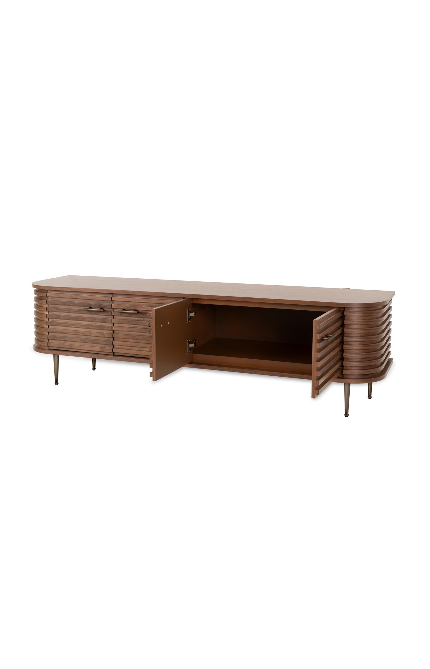 Walnut veneer TV cabinet