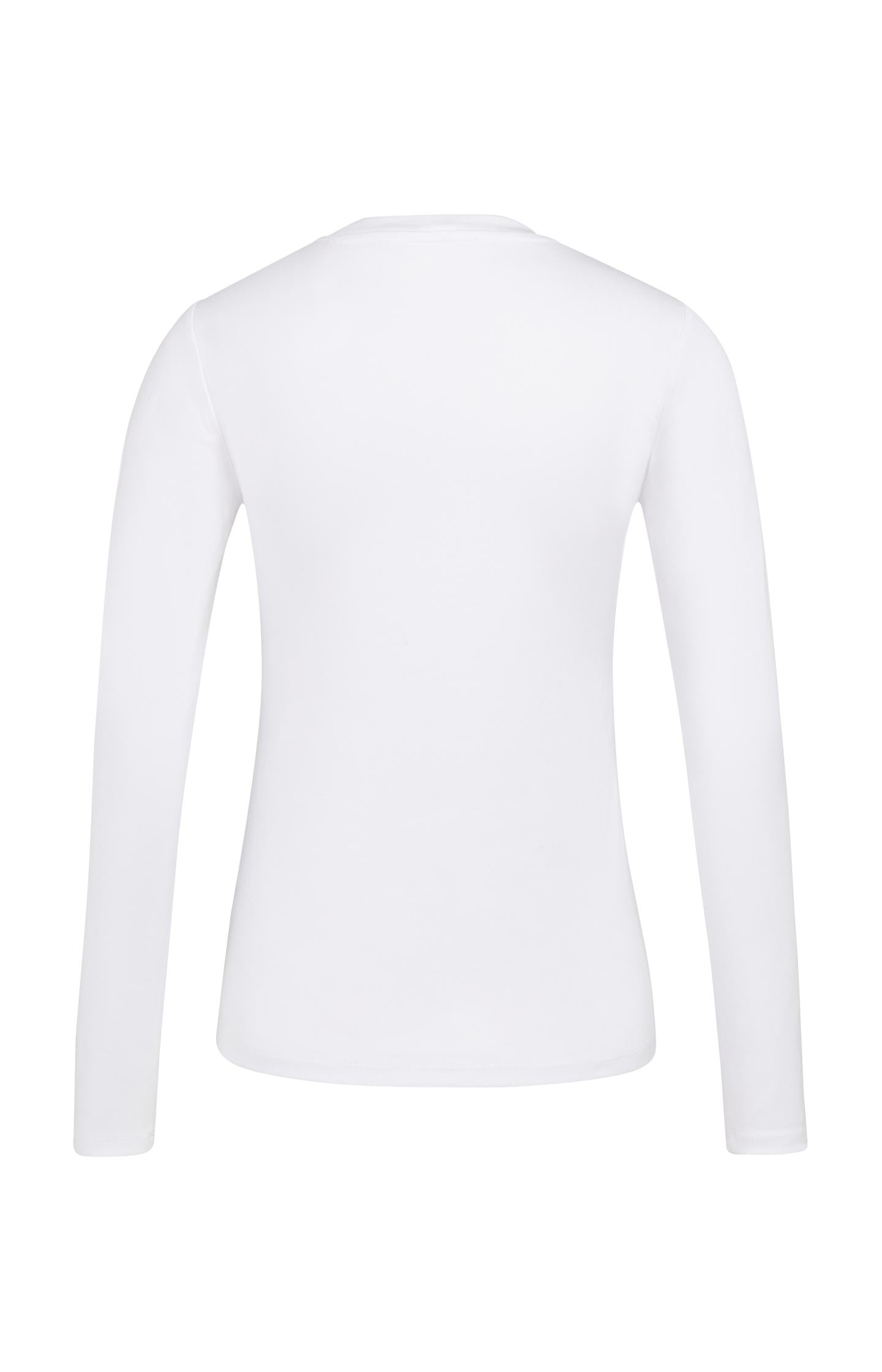 White T-shirt with long sleeves and round neck