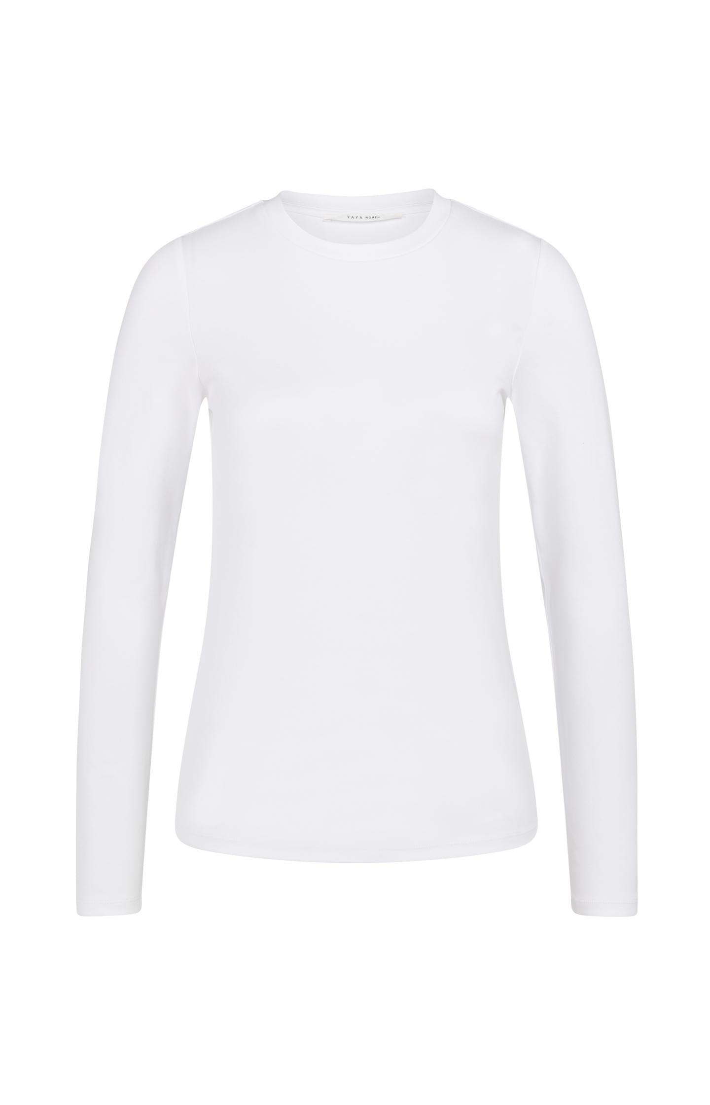 White T-shirt with long sleeves and round neck - Type: product