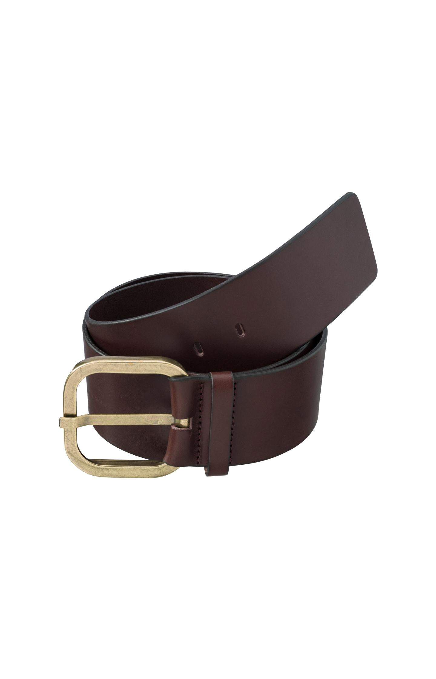 Wide leather belt with square buckle - Mulch Brown - Type: product