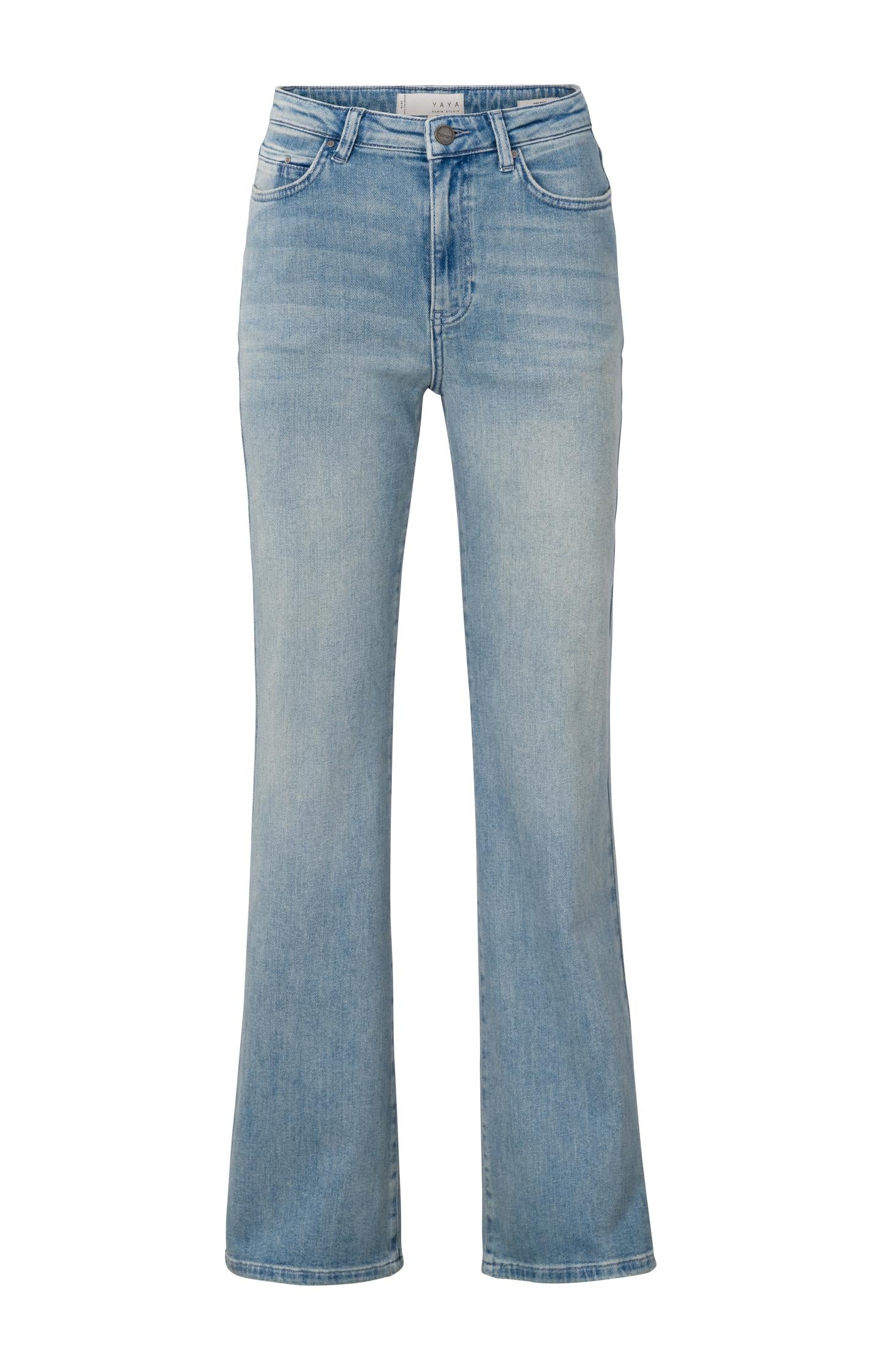 Wide leg loose denim with five pockets and zip fly - Blue Denim - Type: product