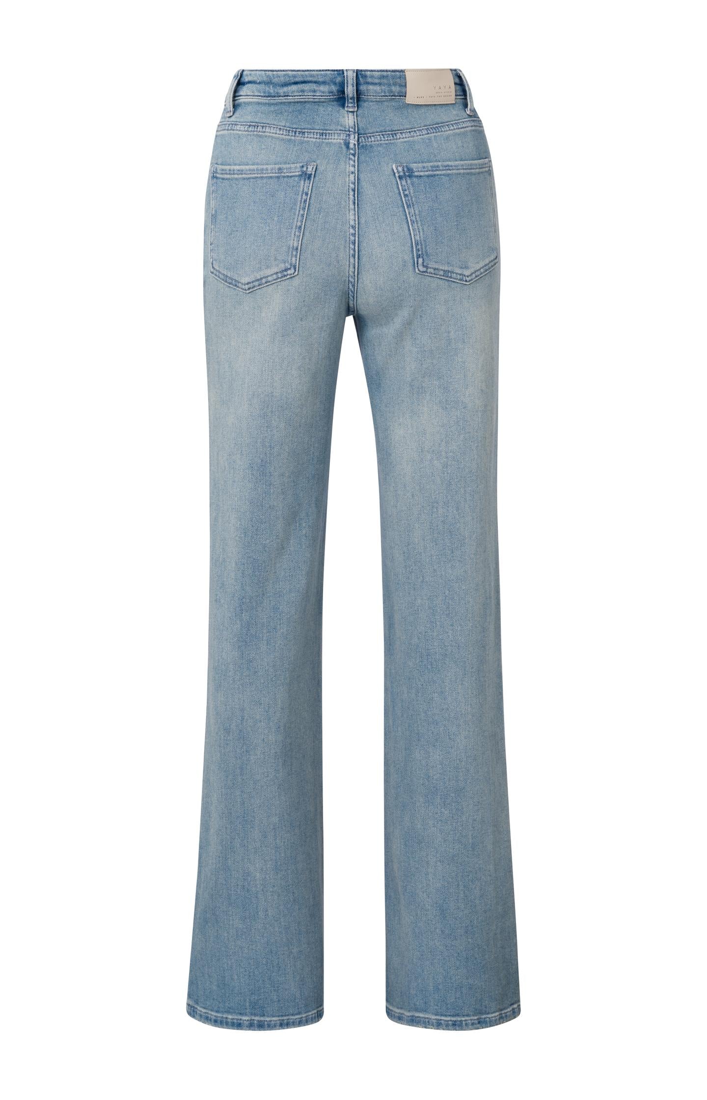 Wide leg loose denim with five pockets and zip fly - Blue Denim