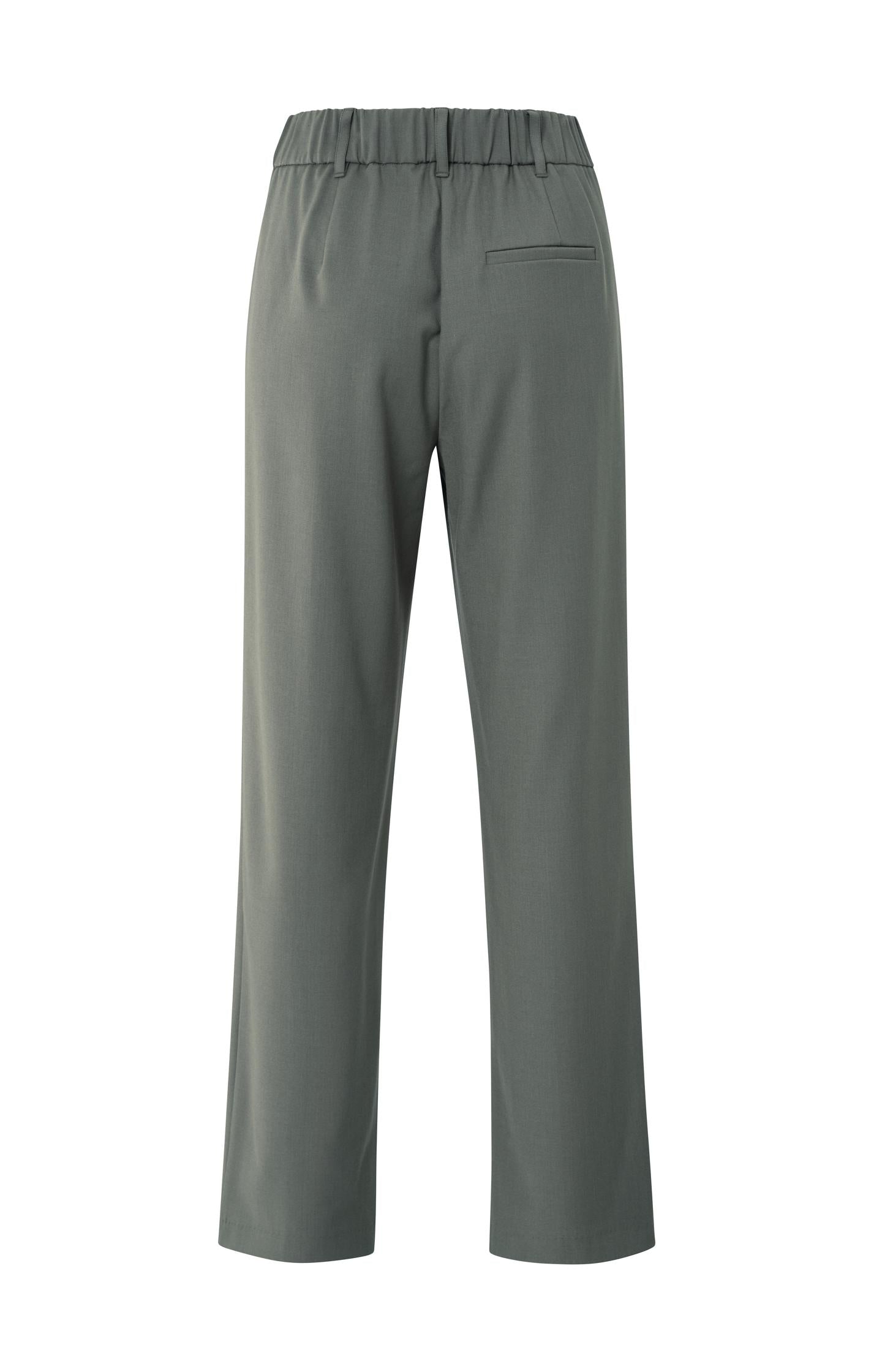 Wide leg trousers with decorative seams and slit