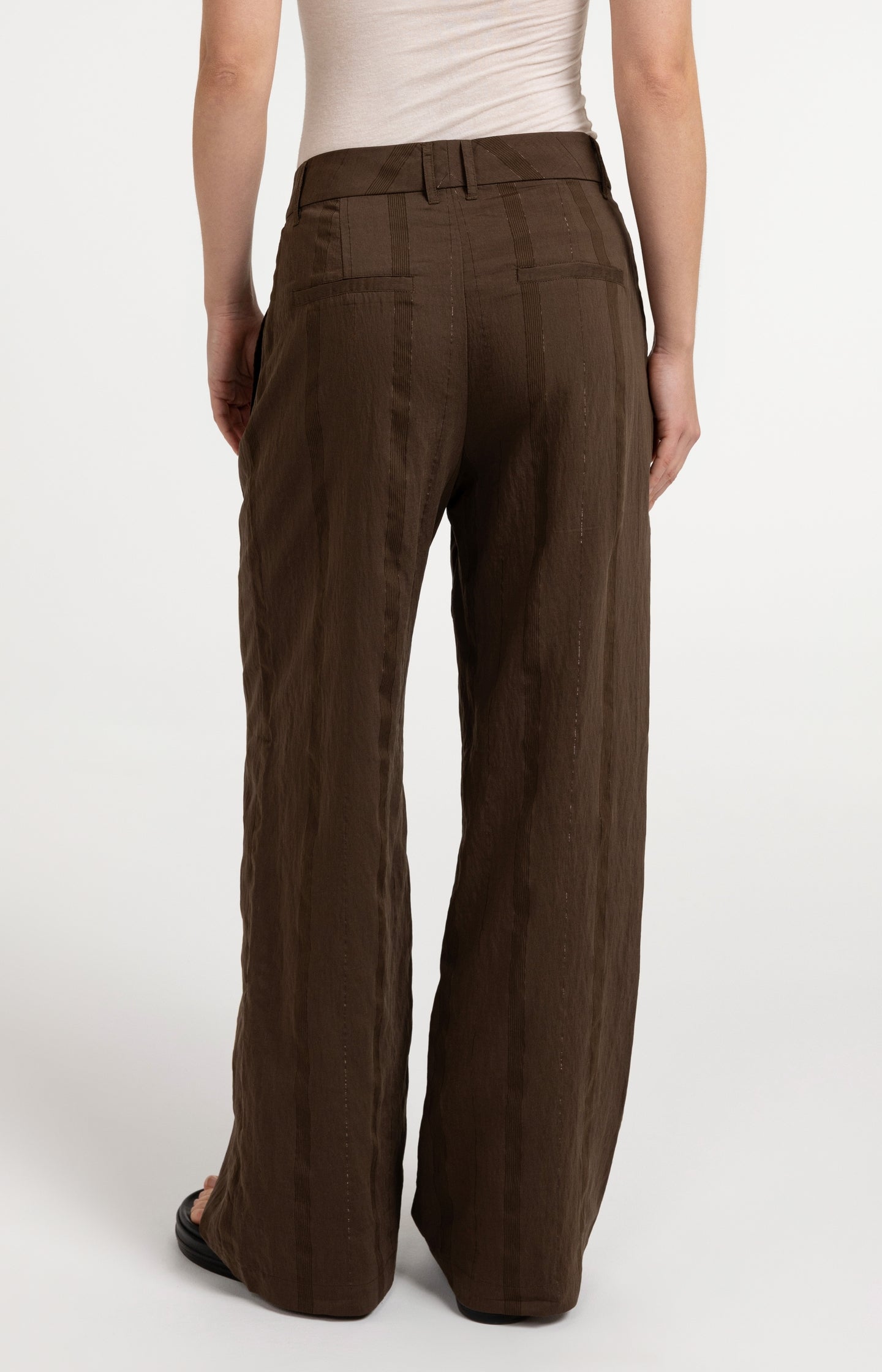 Wide-leg trousers with pinstripe and satin details