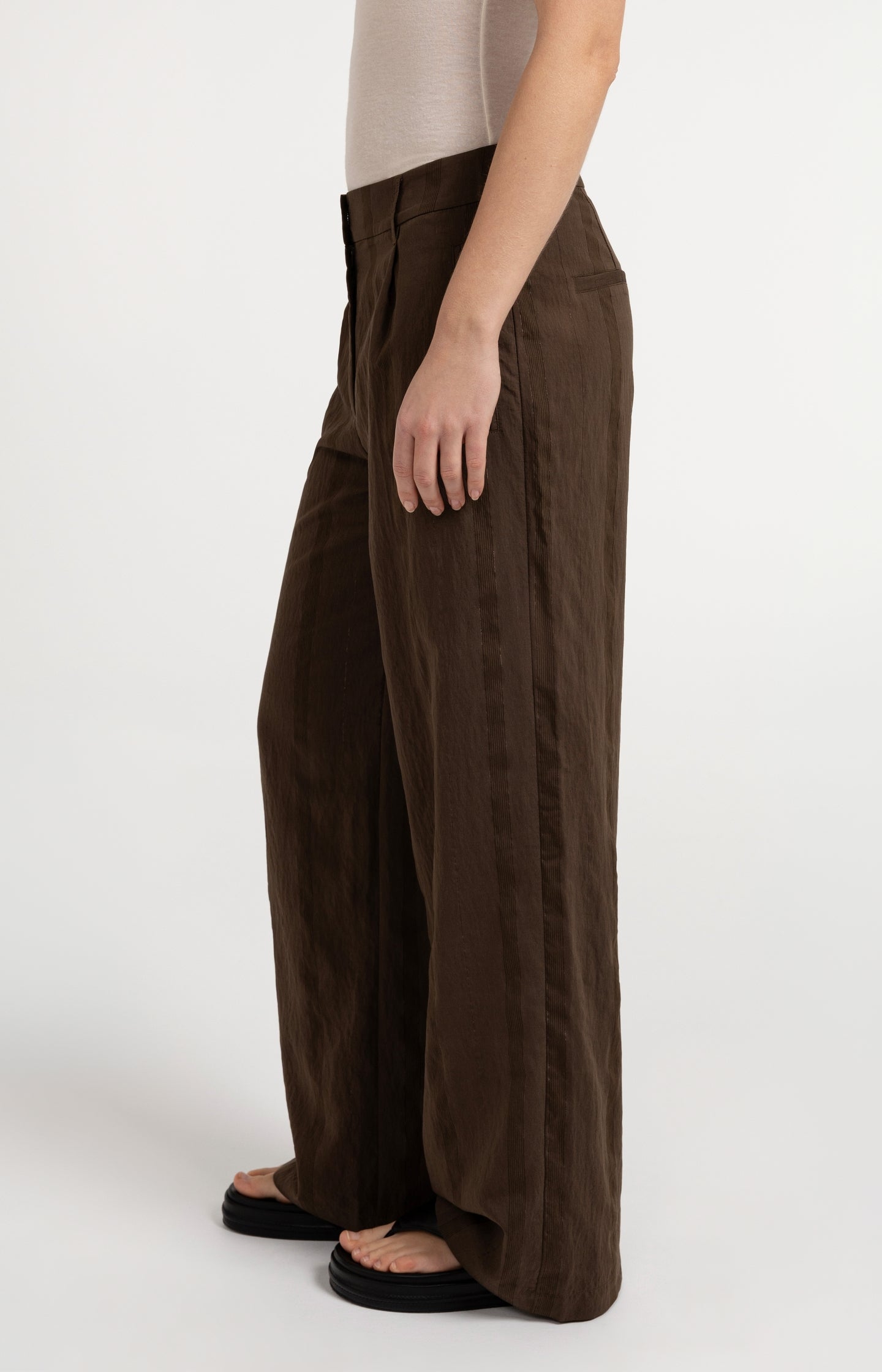 Wide-leg trousers with pinstripe and satin details