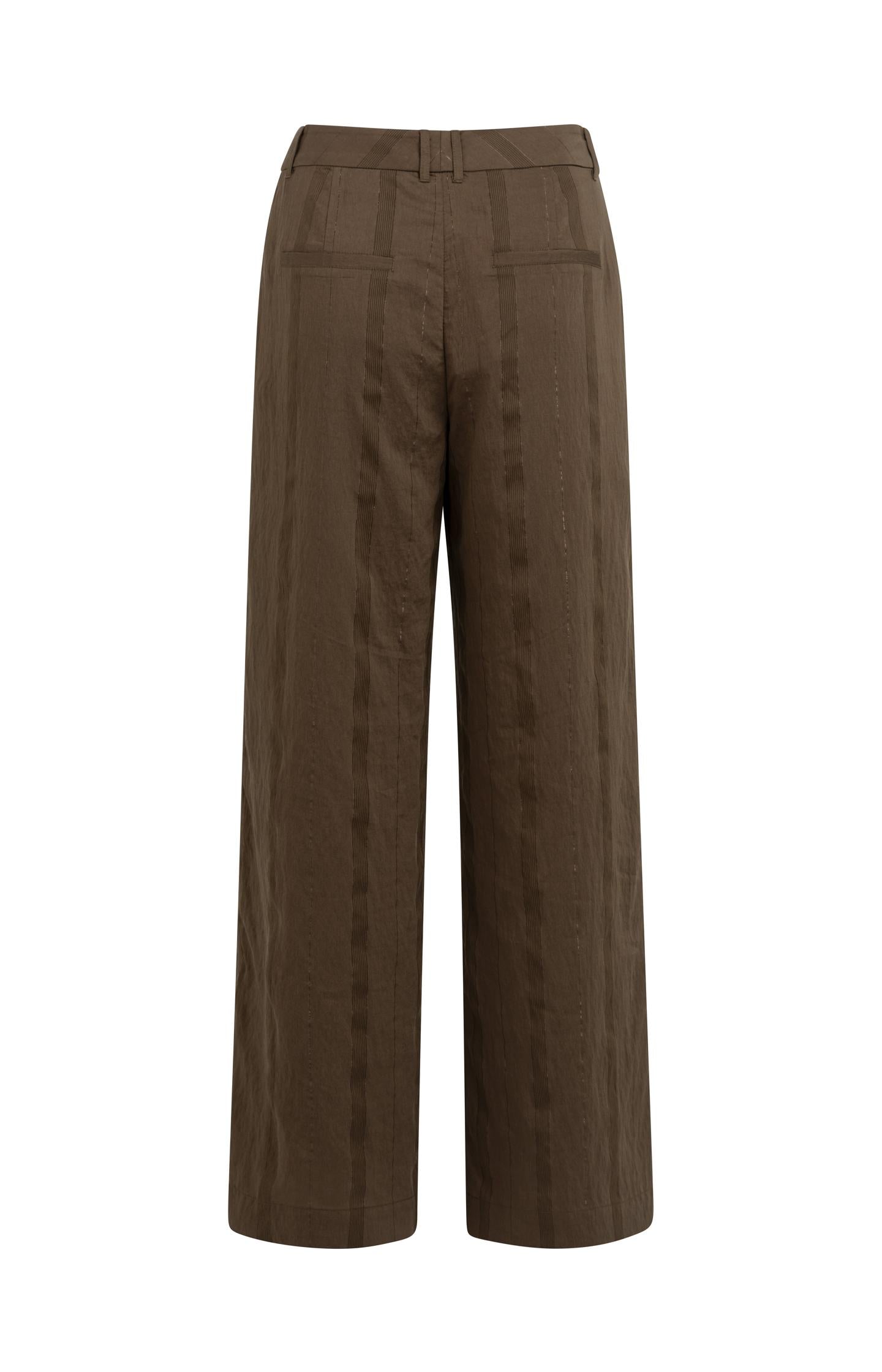 Wide-leg trousers with pinstripe and satin details