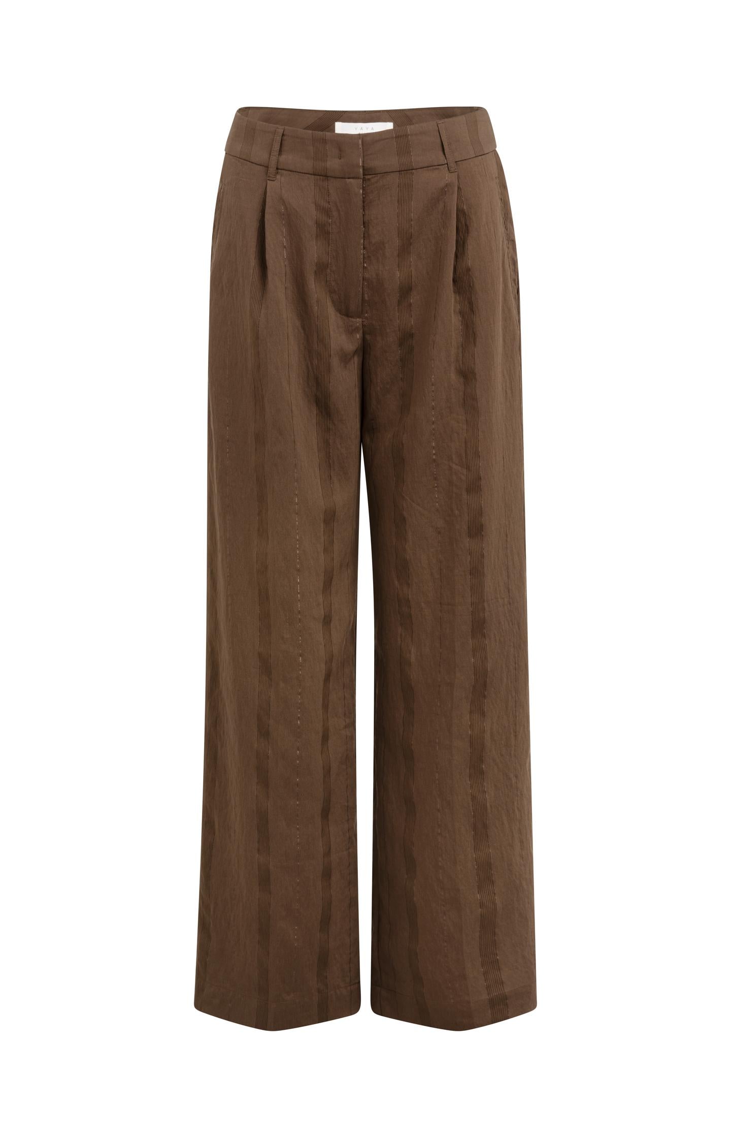 Wide-leg trousers with pinstripe and satin details