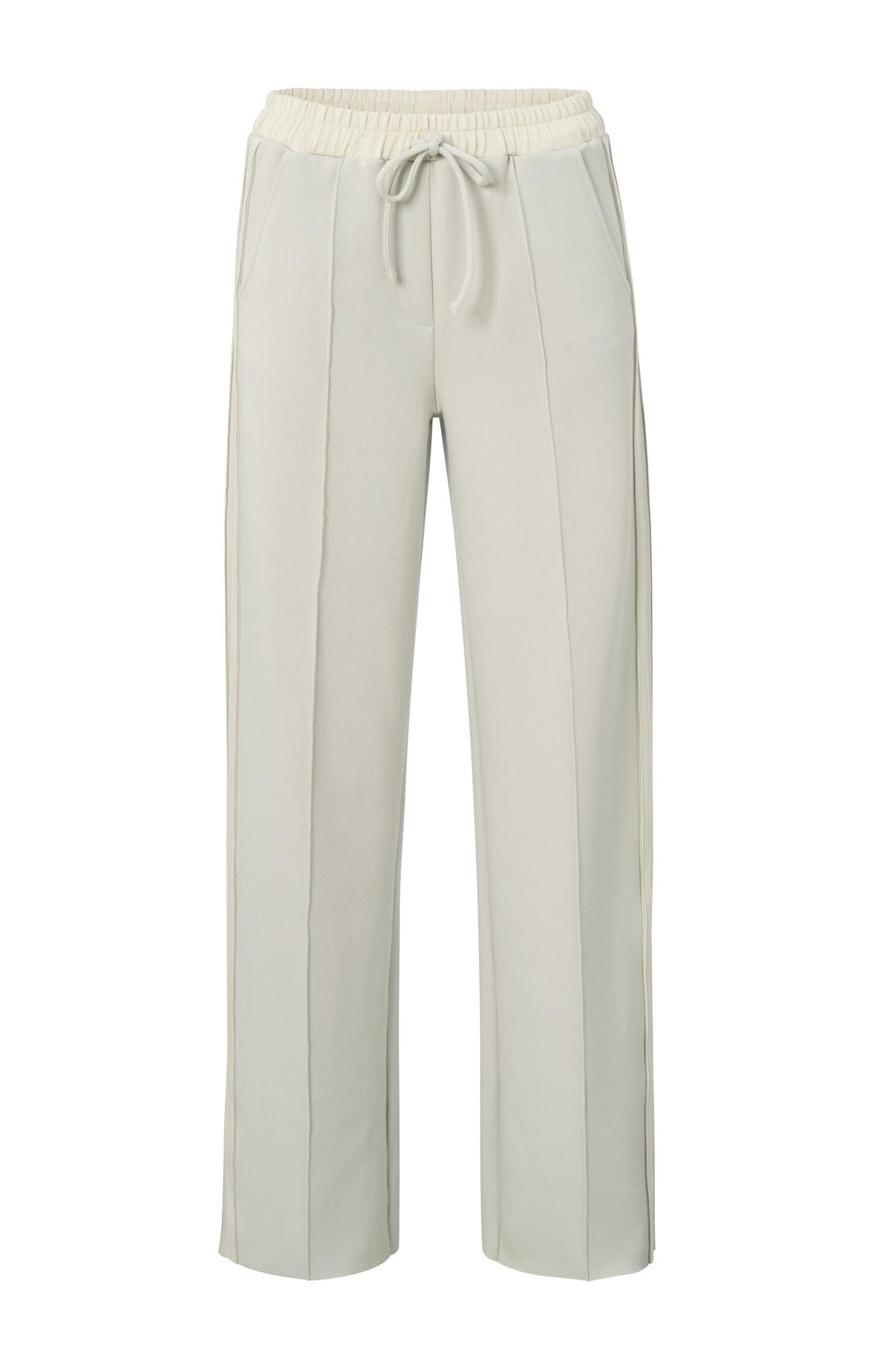 YAYA Dark Night Grey Ribbed Wide Leg Trousers With Flatlocks main image 0