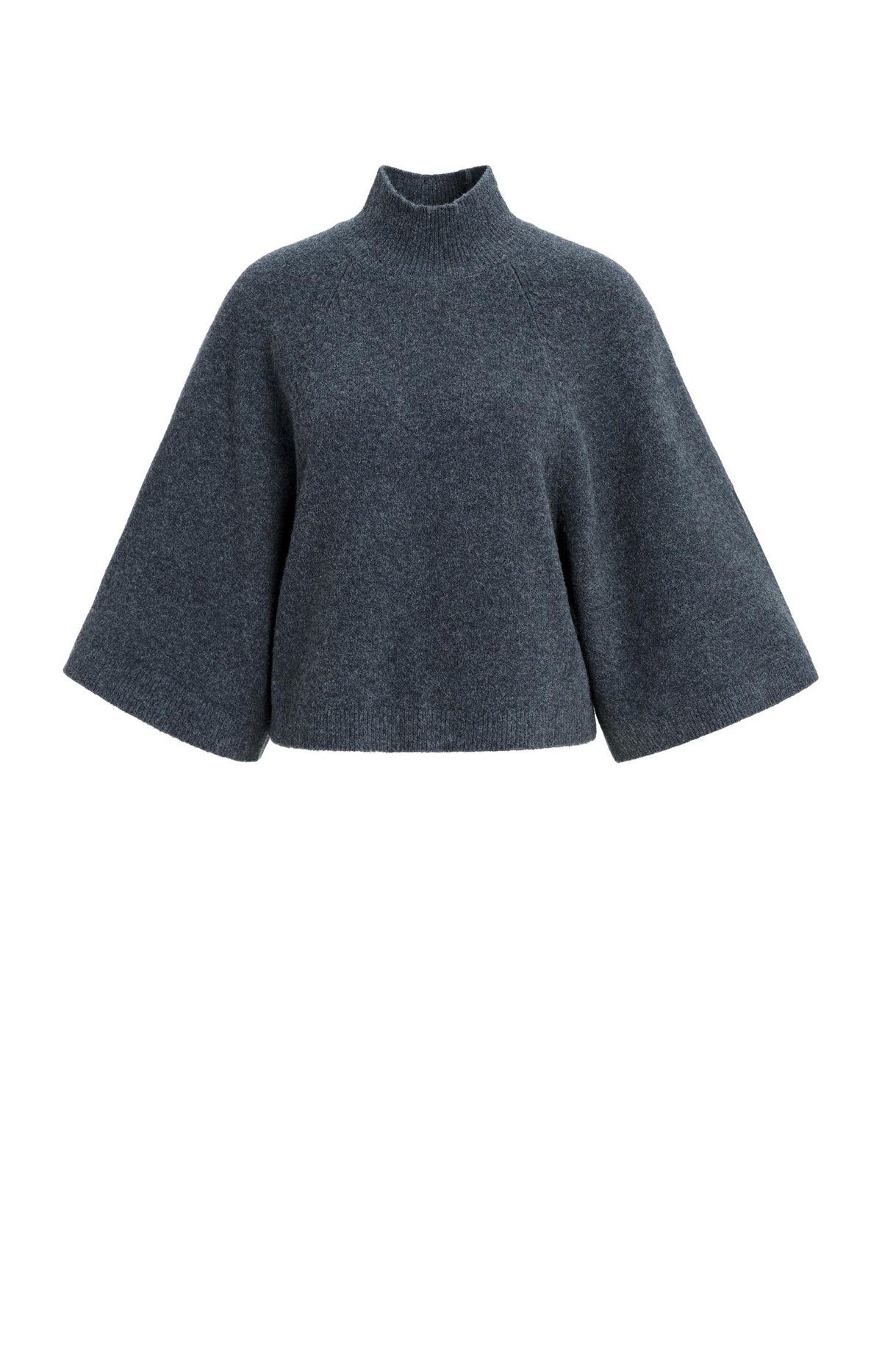 Wide sleeve sweater with high neckline - Bitter Chocolate Red Melange