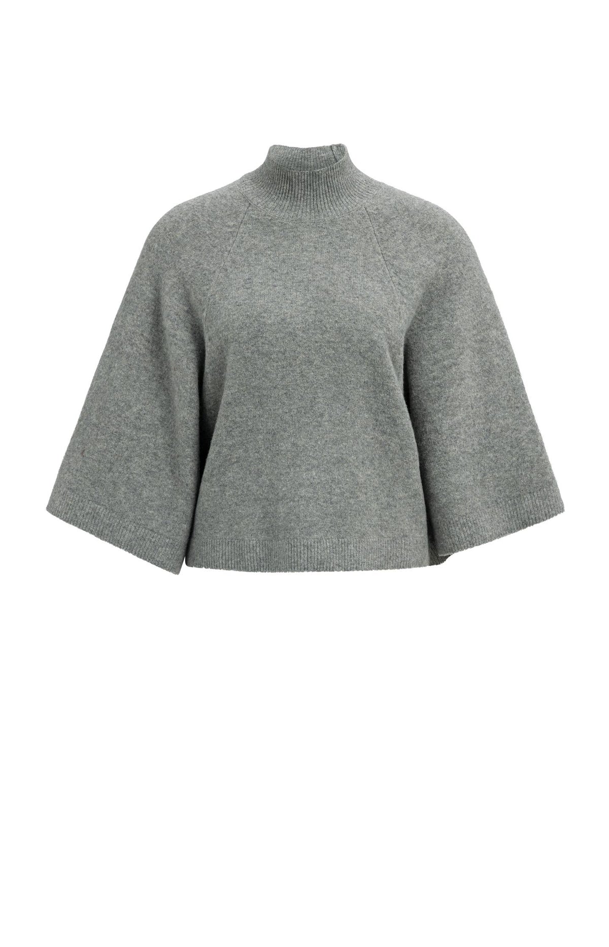 Wide sleeve sweater with high neckline - Bitter Chocolate Red Melange