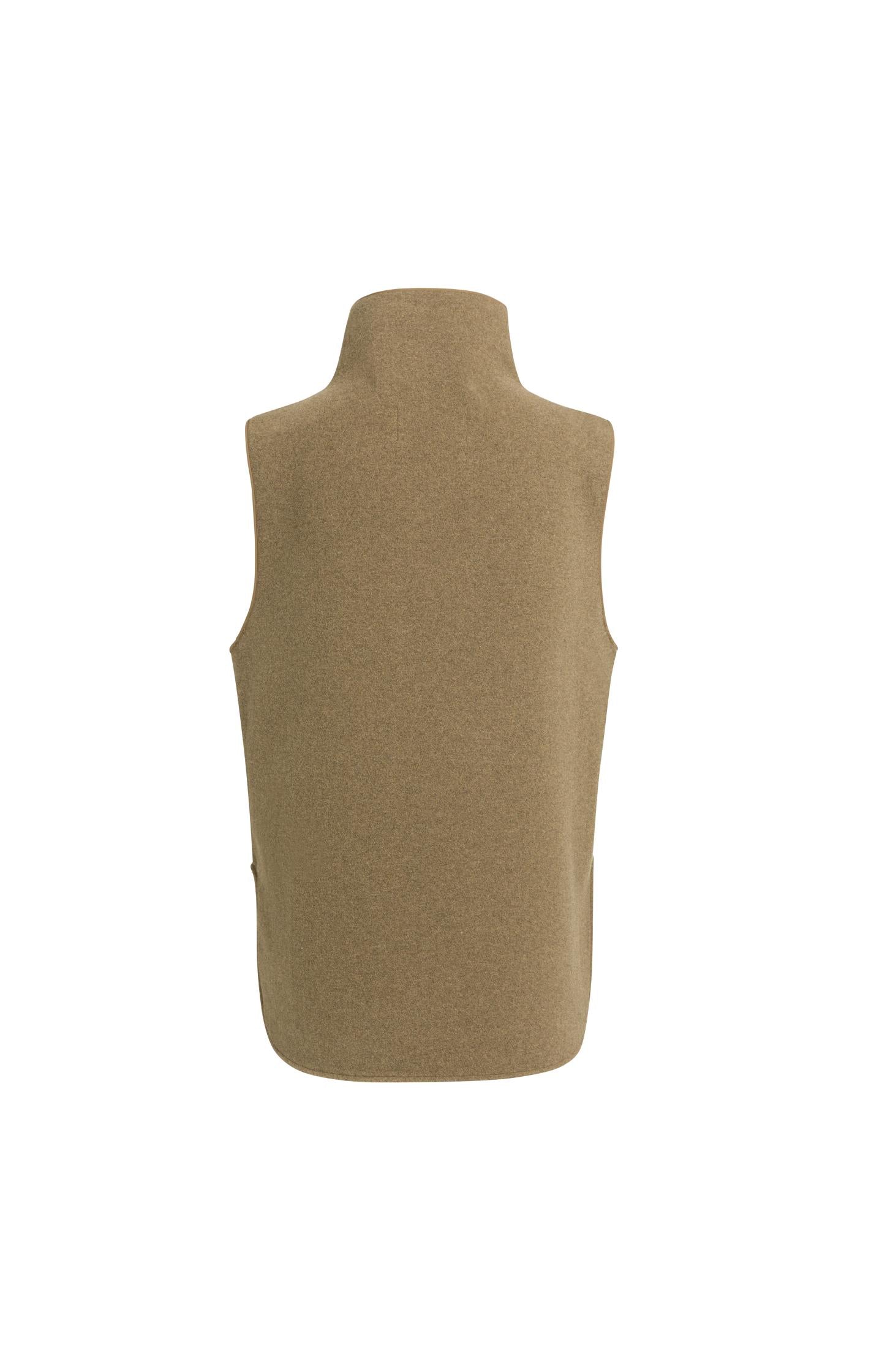 Wool blend bodywarmer with stand-up collar