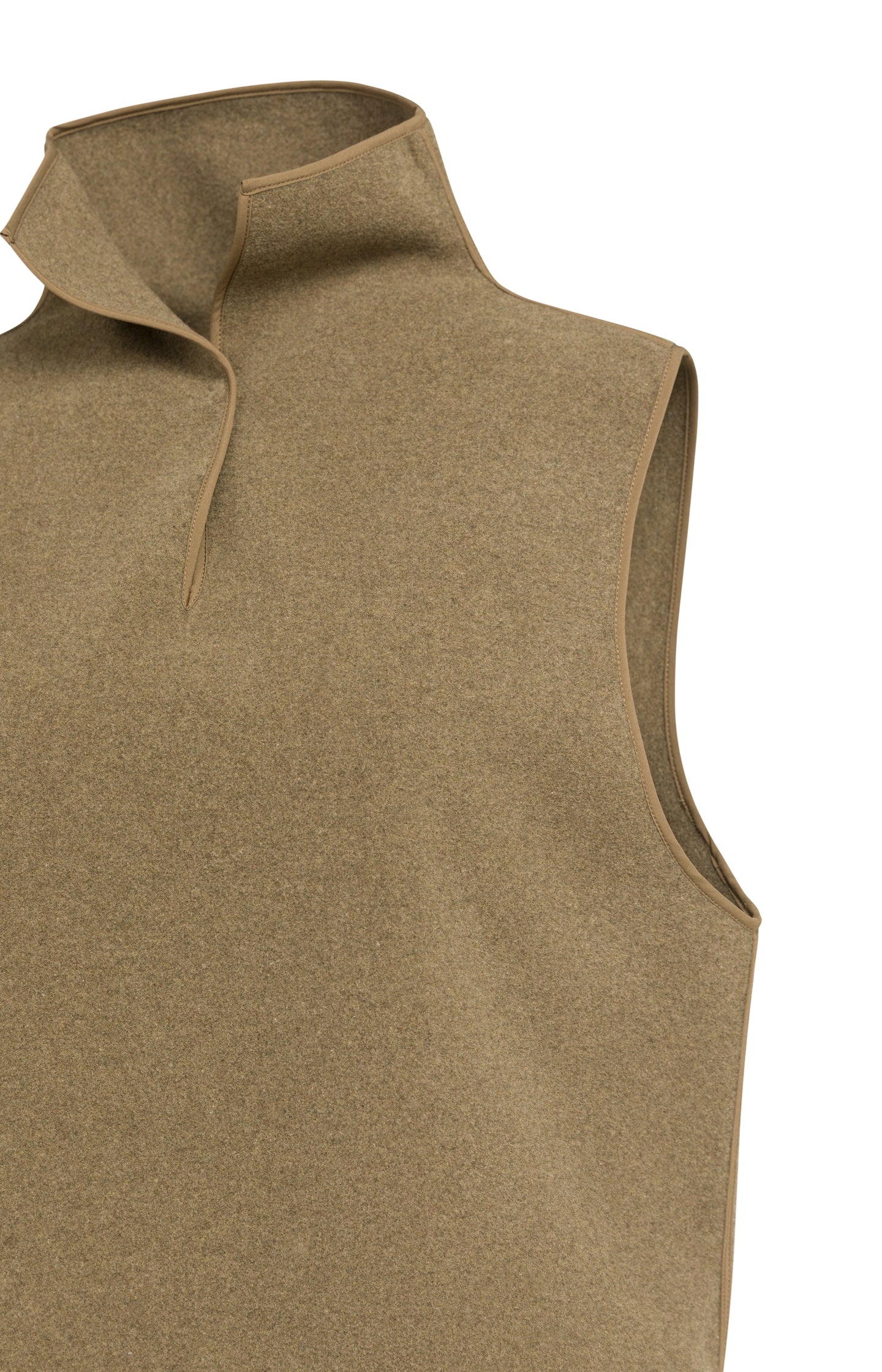 Wool blend bodywarmer with stand-up collar