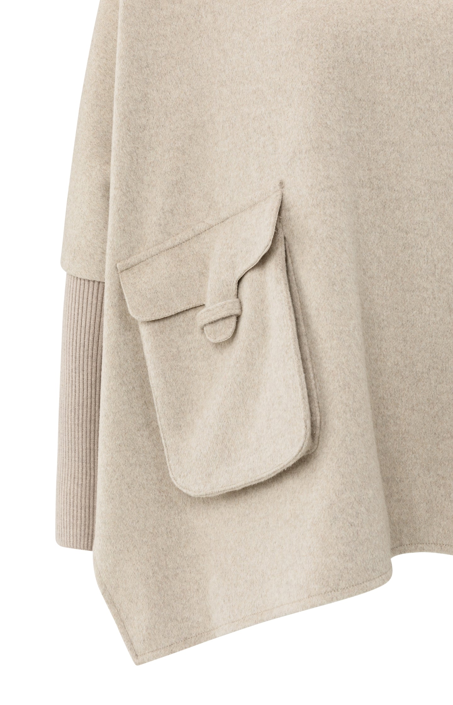 Wool blend poncho with turtleneck and flap pocket