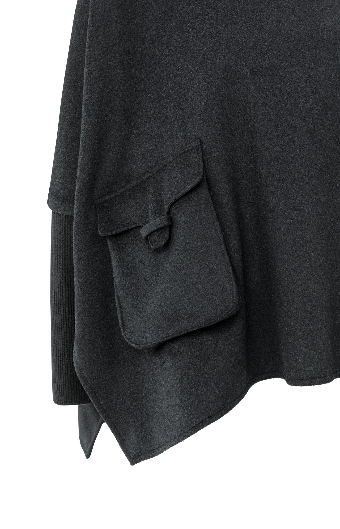 Wool blend poncho with turtleneck and flap pocket