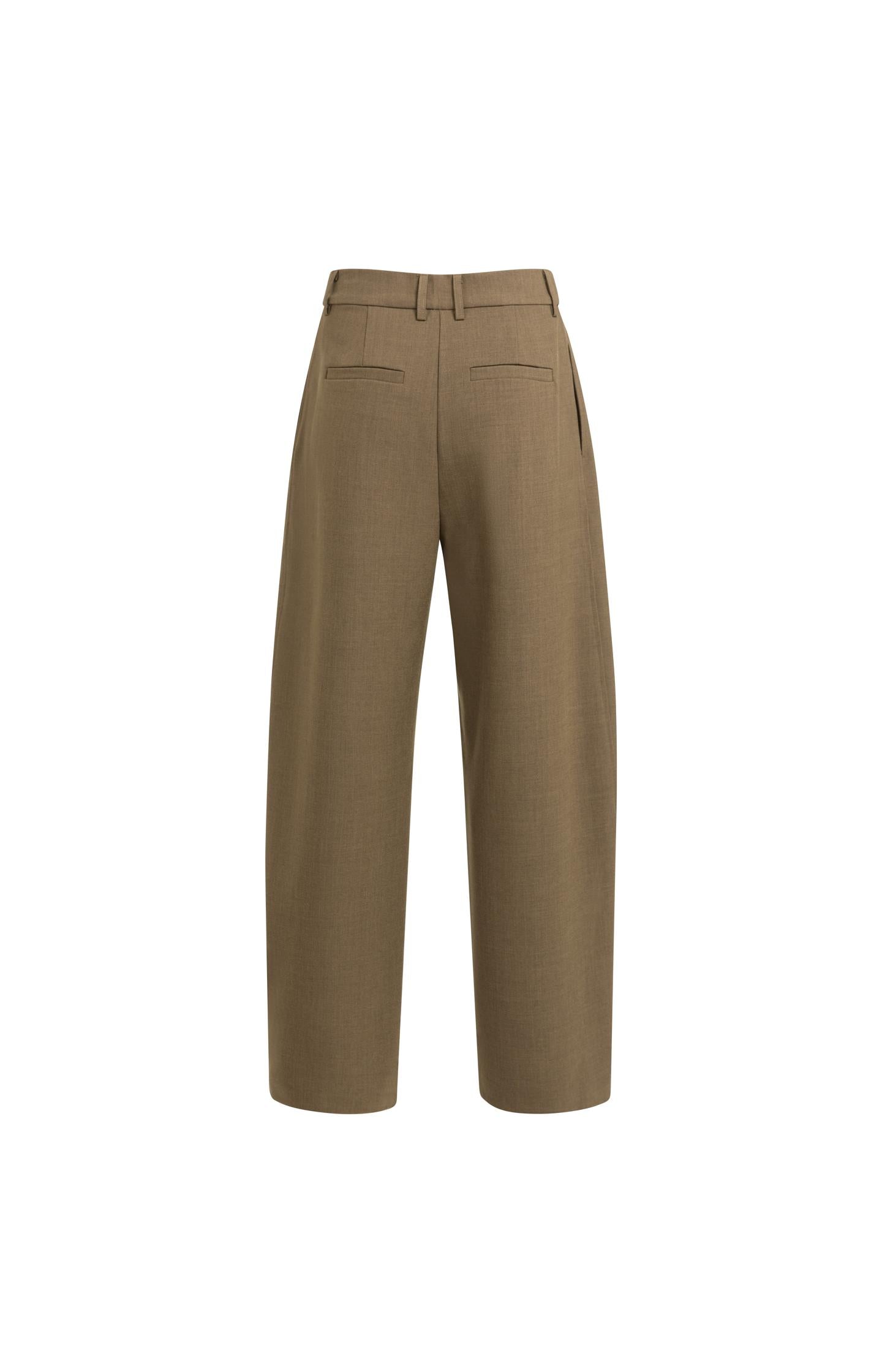 Woven barrel-leg trousers with pleat detail