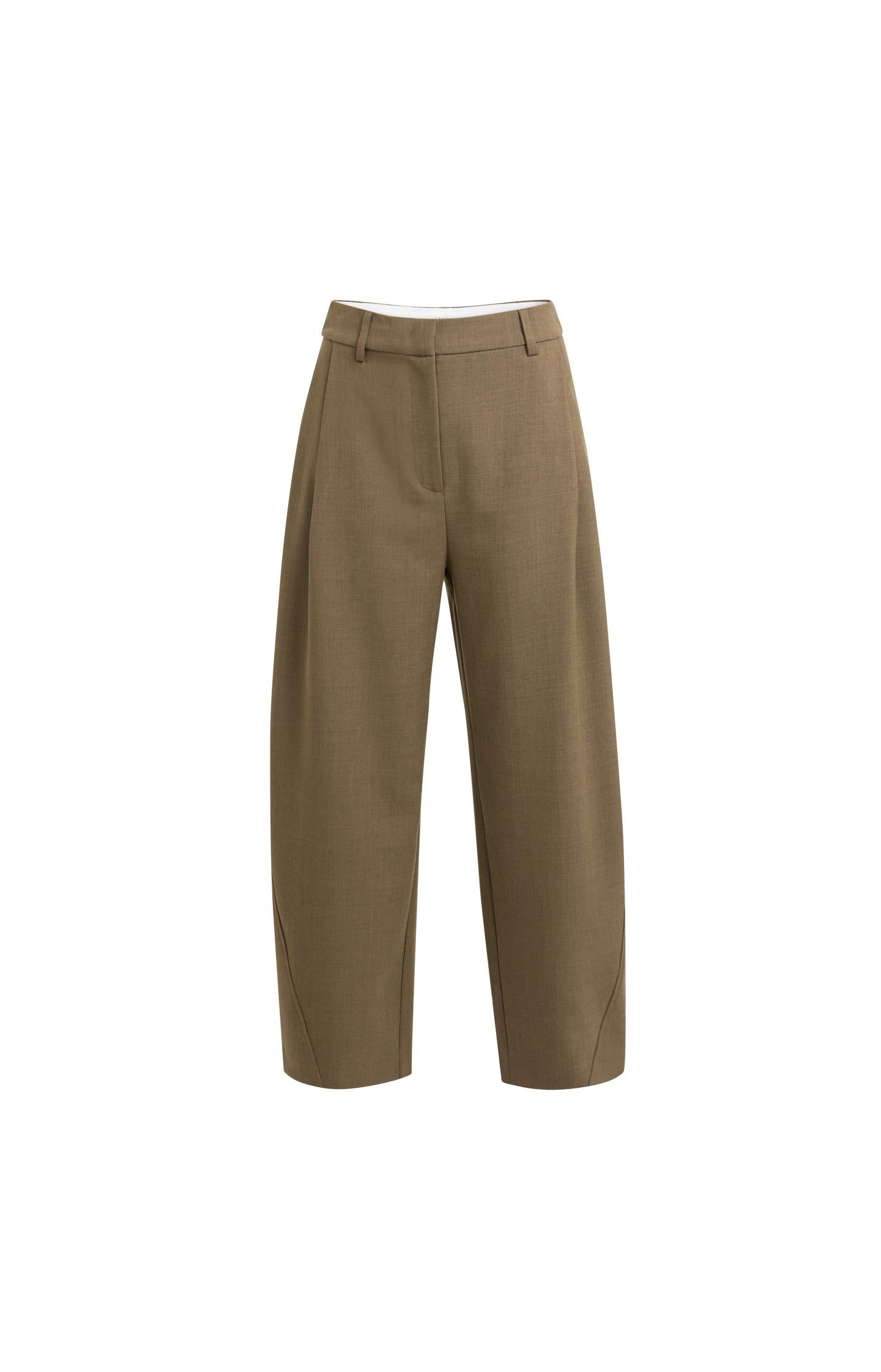 Woven barrel-leg trousers with pleat detail