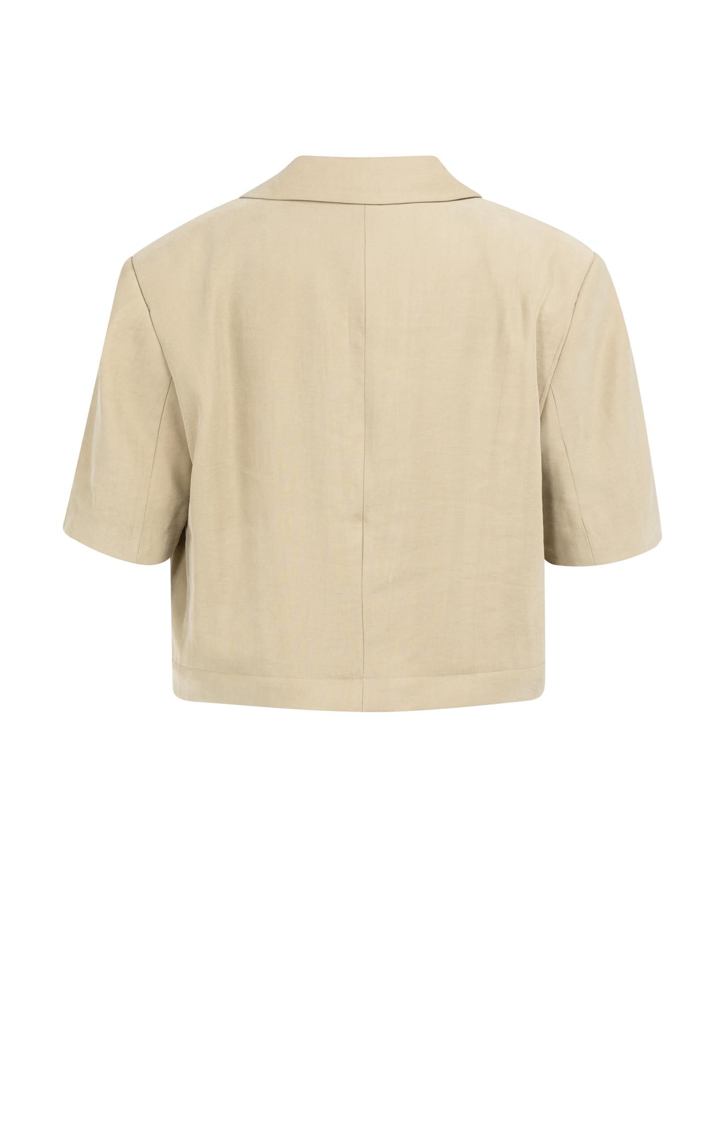 Woven blazer with short sleeves and detachable zip hem