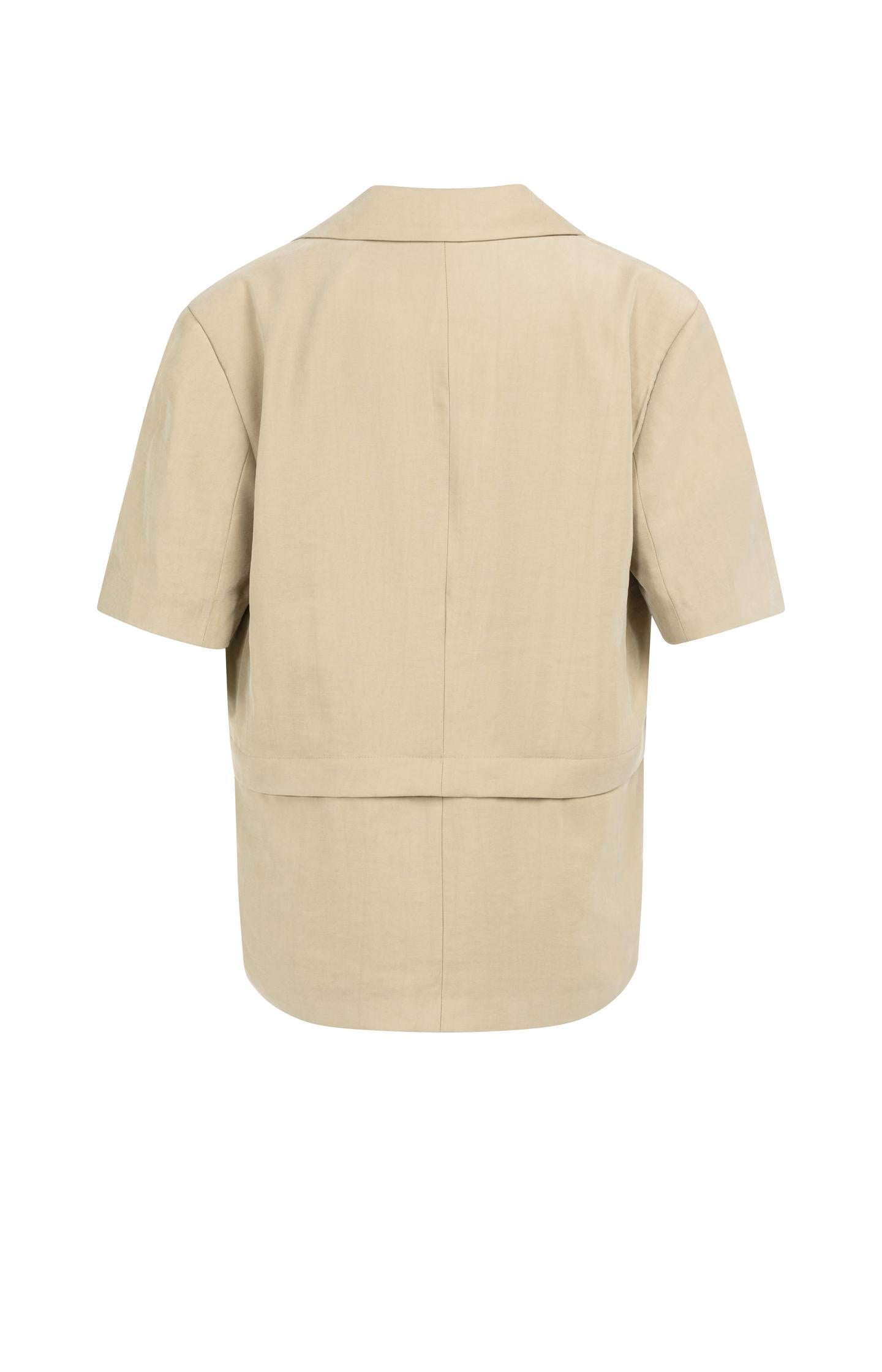 Woven blazer with short sleeves and detachable zip hem