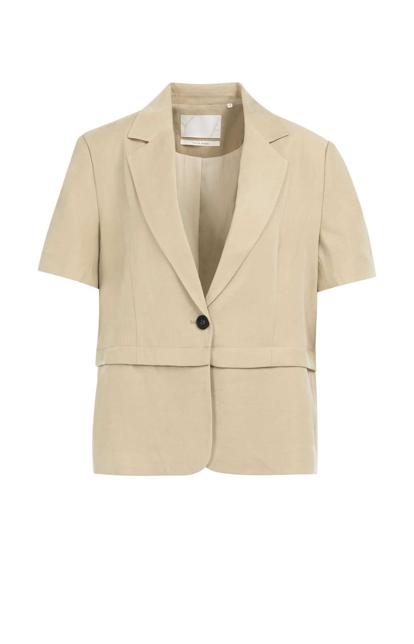 Woven blazer with short sleeves and detachable zip hem - Type: product