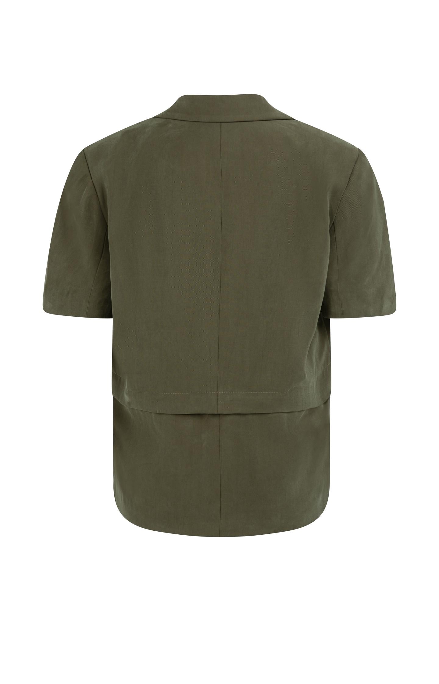 Woven blazer with short sleeves and detachable zip hem