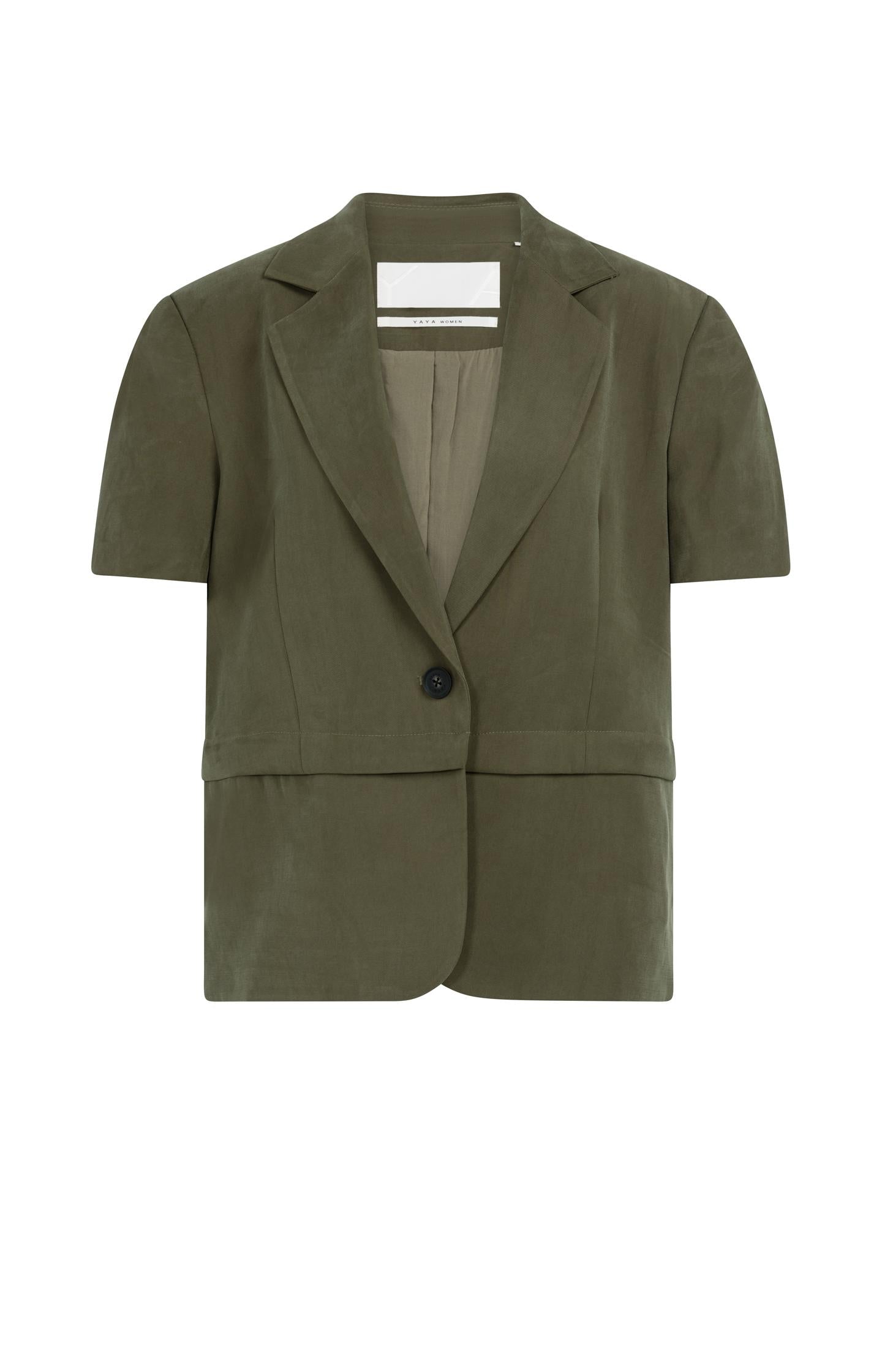 Woven blazer with short sleeves and detachable zip hem - Type: product