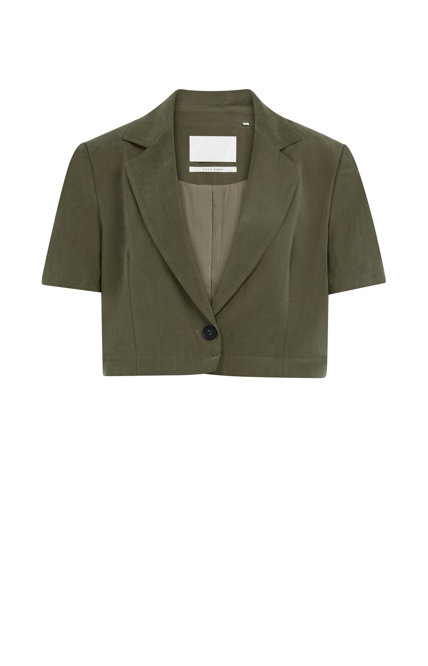 Woven blazer with short sleeves and detachable zip hem