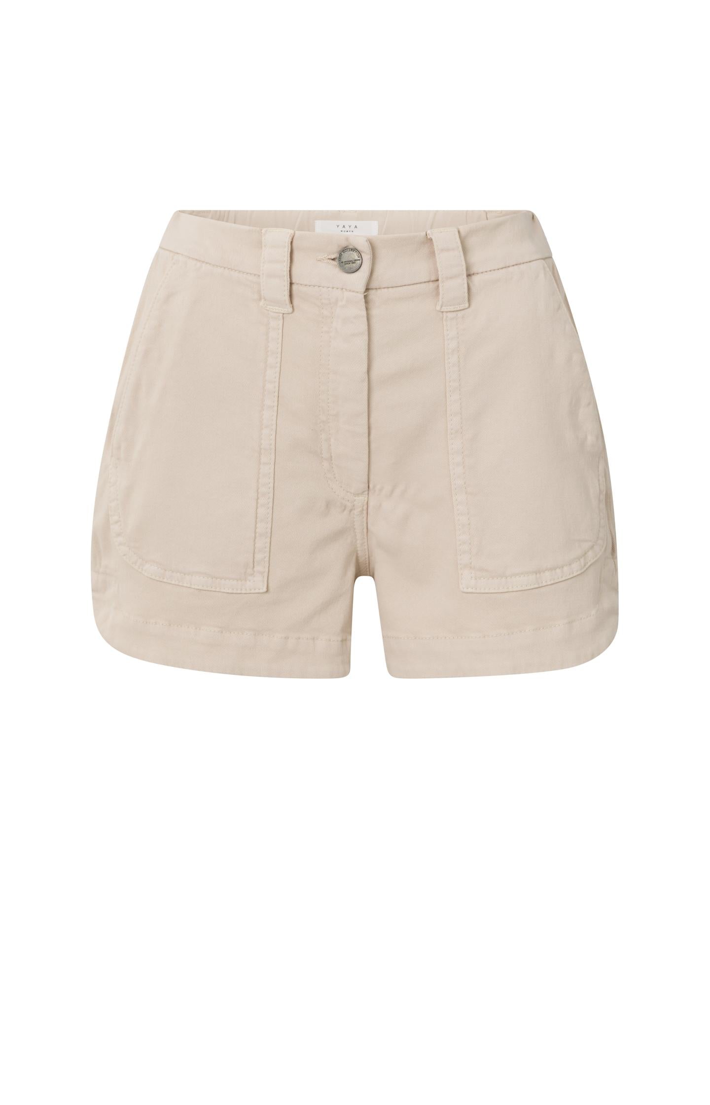 Woven cargo shorts with high waist, a zip fly and pockets - Type: product